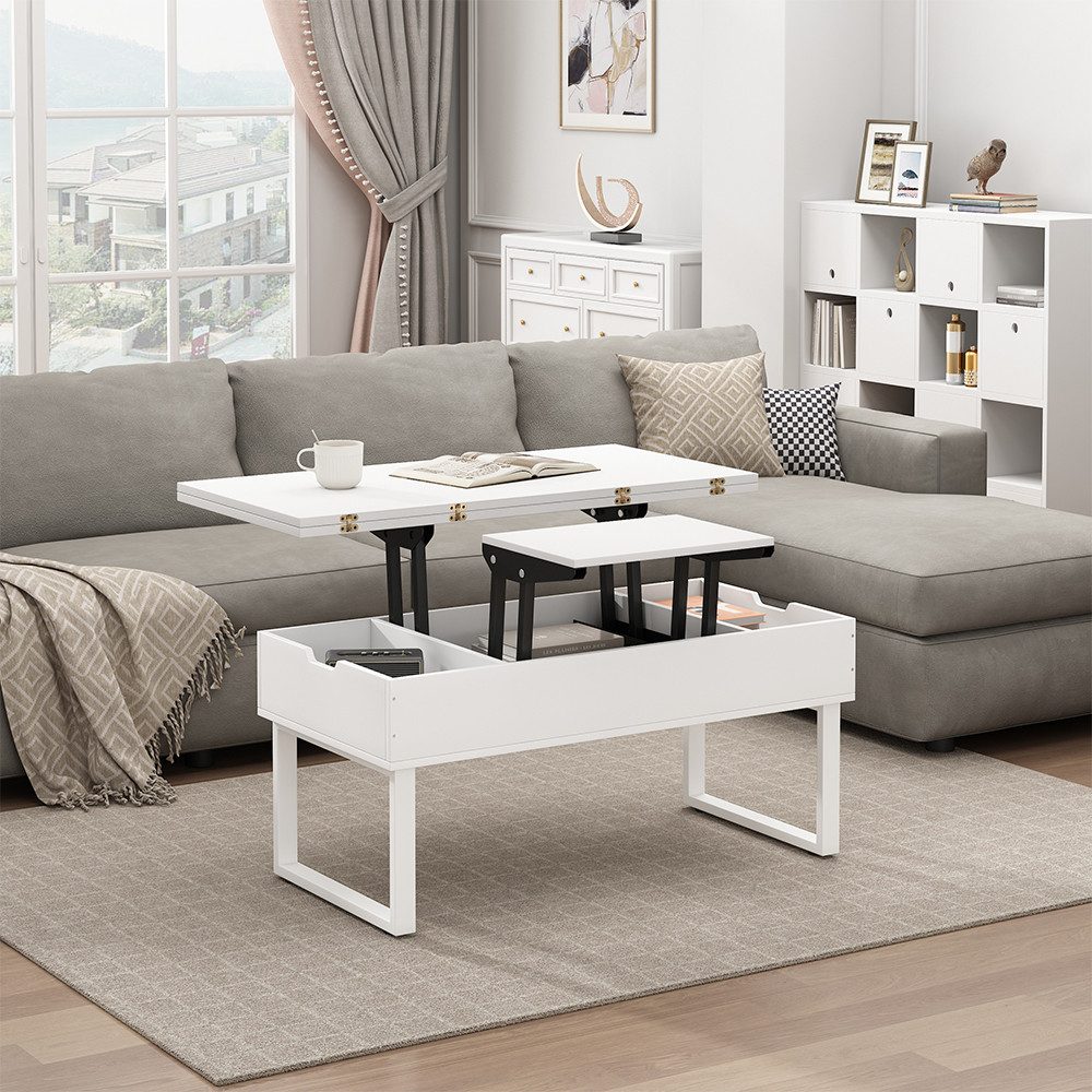 Vicco Couchtisch Lifty, Weiß, 100 x 50 cm mit Liftfunktion (1-St)