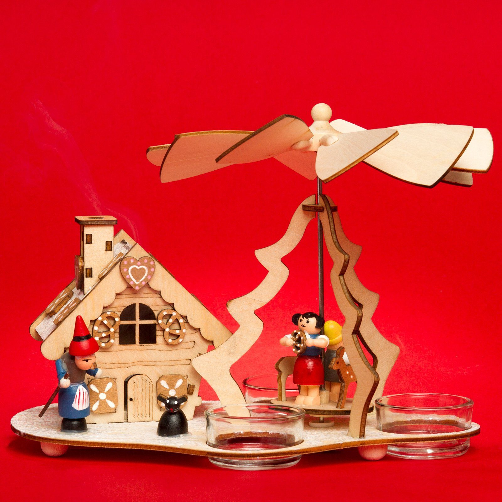 funktionsfähigem Hexenhaus Räucherhaus Teelichte mit P30 für Weihnachtspyramide SIKORA 2-in-1