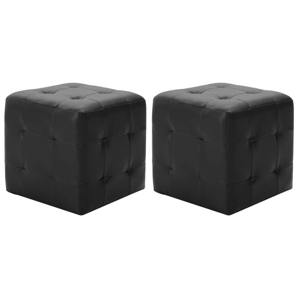 vidaXL Polsterhocker Pouf 2 Stk. Schwarz 30x30x30 cm Kunstleder (1 St) günstig online kaufen