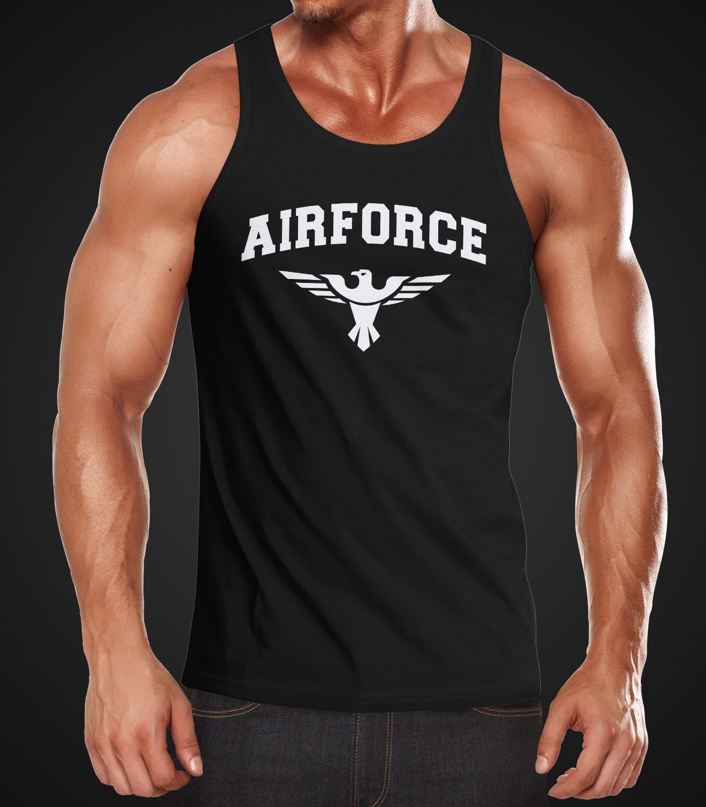 Neverless Tanktop Herren Tank-Top Airforce Army Muscle schwarz Shirt Muskelshirt Neverless® Militär US mit Adler Print