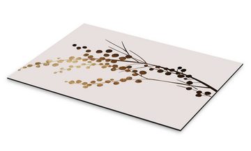 Posterlounge Alu-Dibond-Druck KUBISTIKA, Golden Brench, Schlafzimmer Japandi Grafikdesign