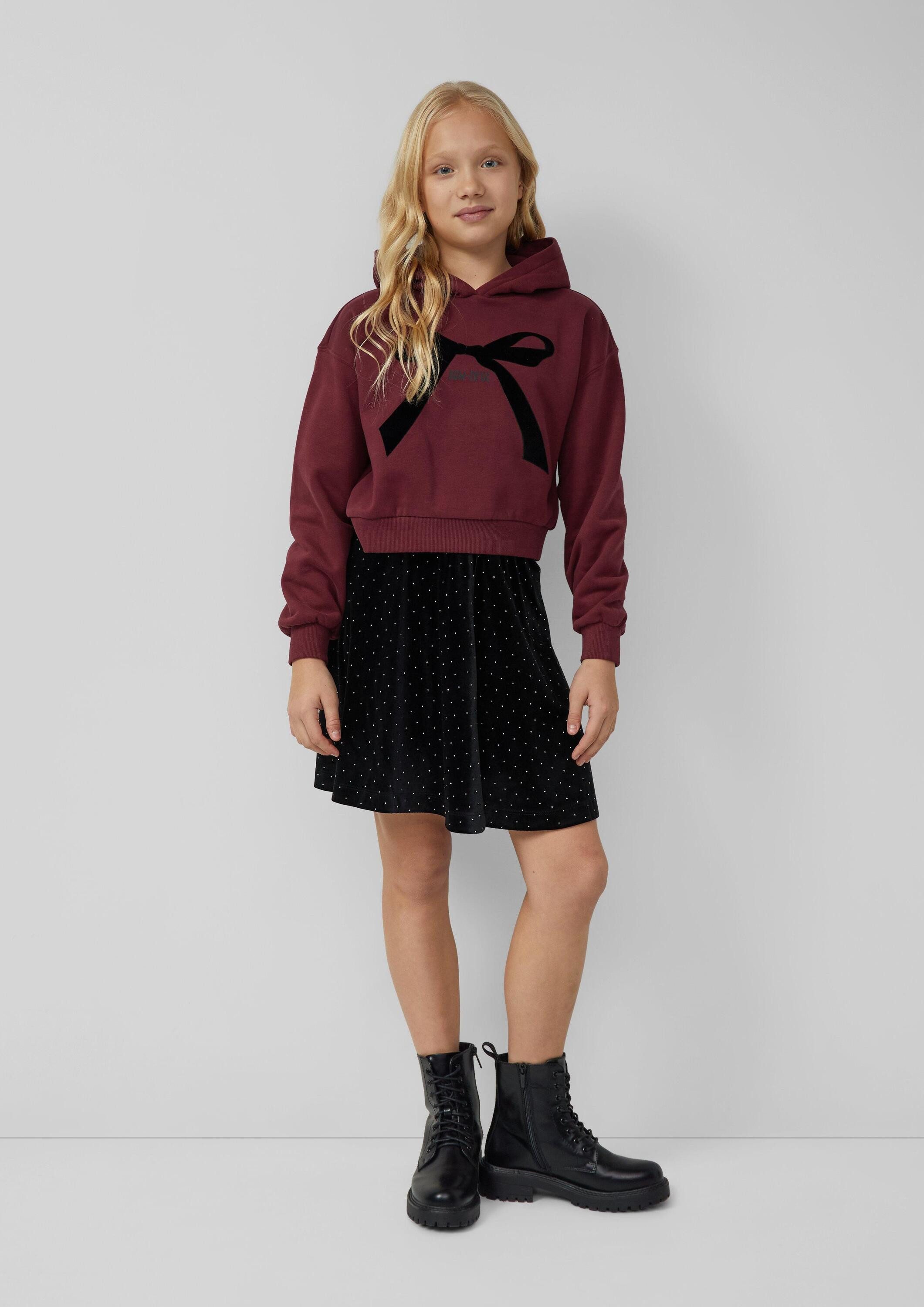 s.Oliver Sweatshirt Sweatshirt Kuscheliger cropped Oversize Hoodie mit Print