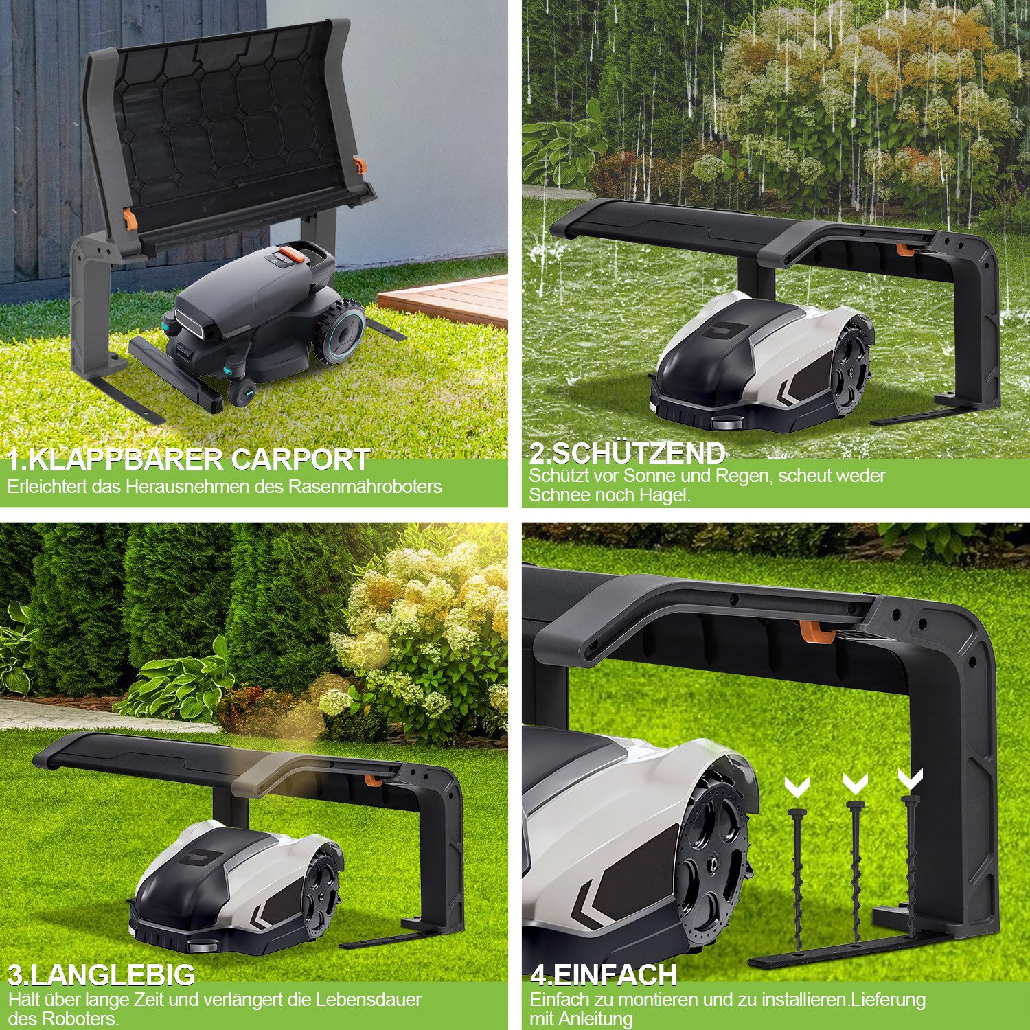 Clanmacy Mähroboter-Garage Rasenmäher ...