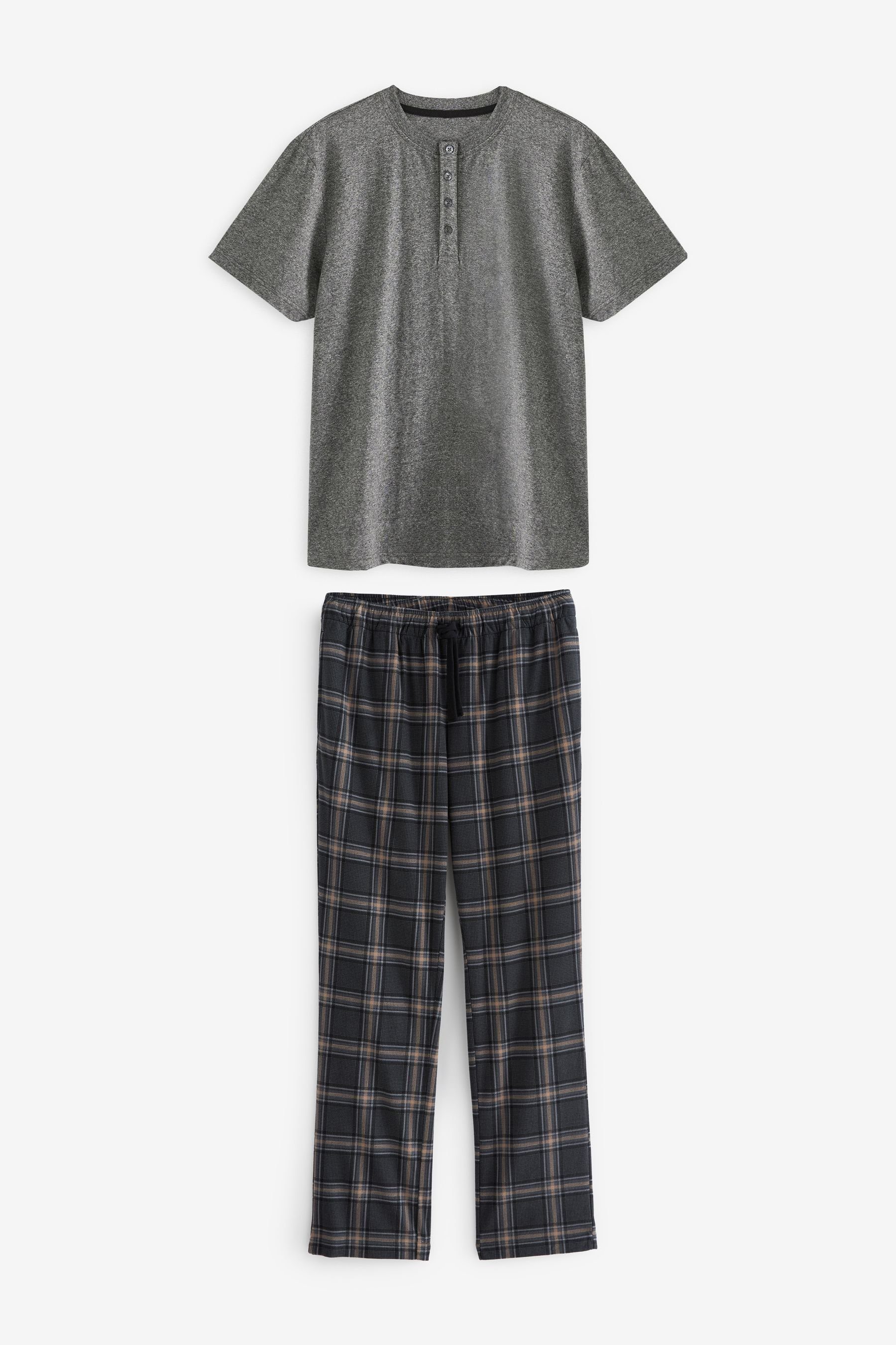 Next Pyjama Bequemer Motionflex Schlafanzug (2 tlg) Grey/Black Check