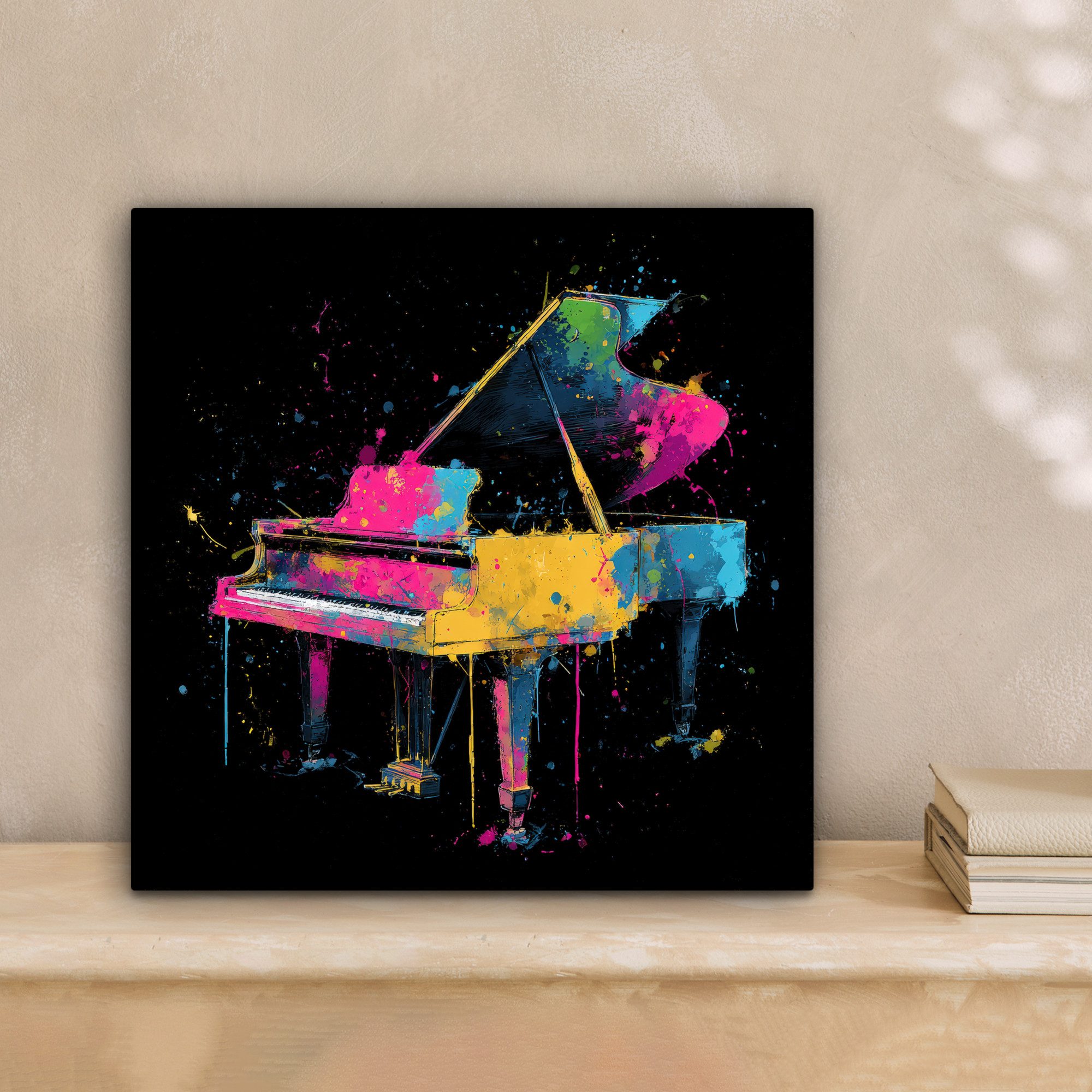 OneMillionCanvasses® Leinwandbild Klavier - Farbenfroh - Farbe - Modern, Fotodruck (1 St), Wandbild, Deko Schlafzimmer Wohnzimmer Flur 20x20 cm