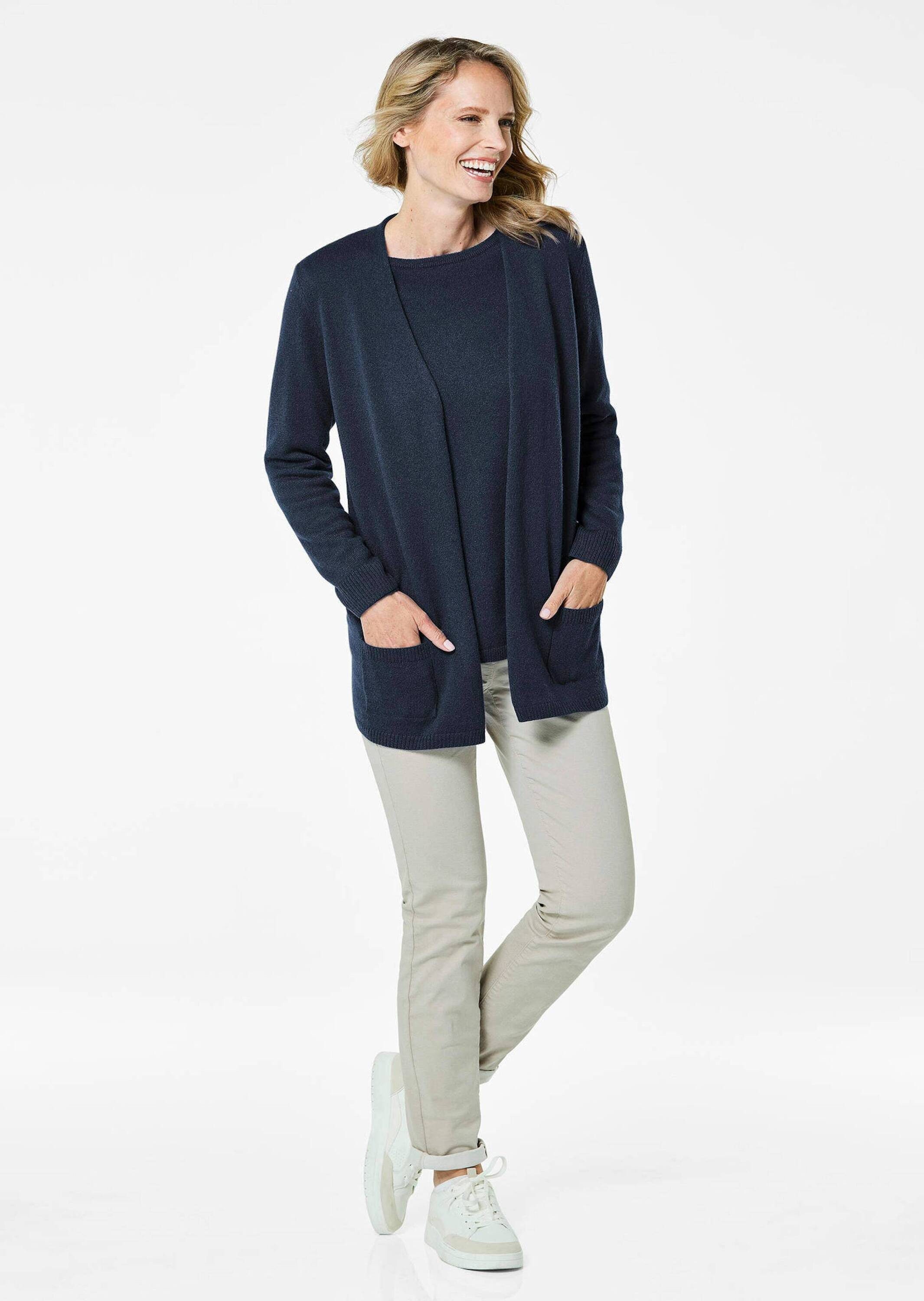 GOLDNER Strickjacke Kurzgröße: Roter Langarm Feinstrick-Cardigan günstig online kaufen