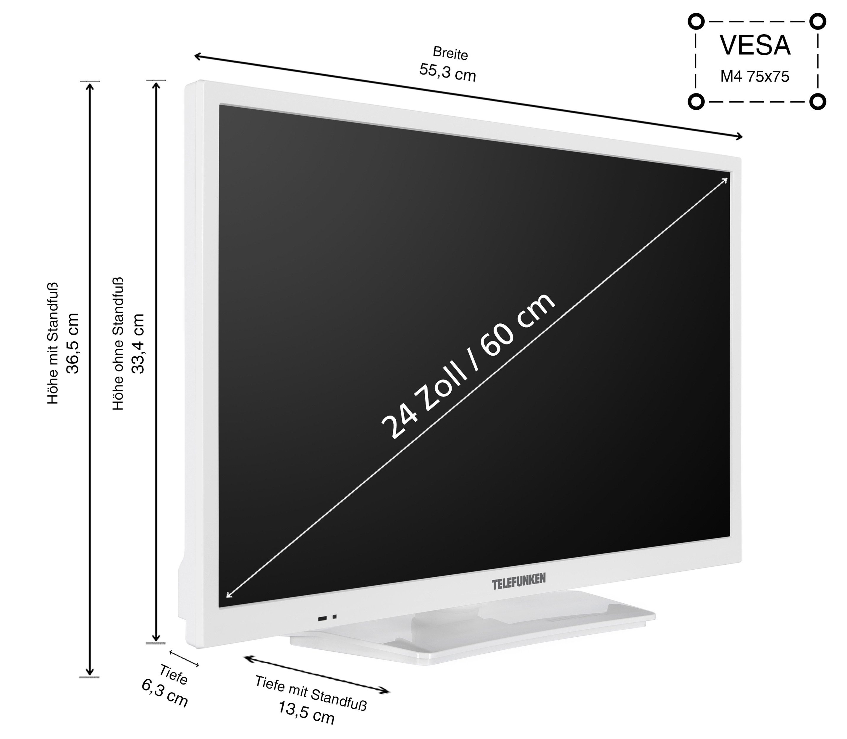 Telefunken XH24O550M-W LCD-LED Fernseher (60 cm/24 weiß ! RABATT: 56.73%