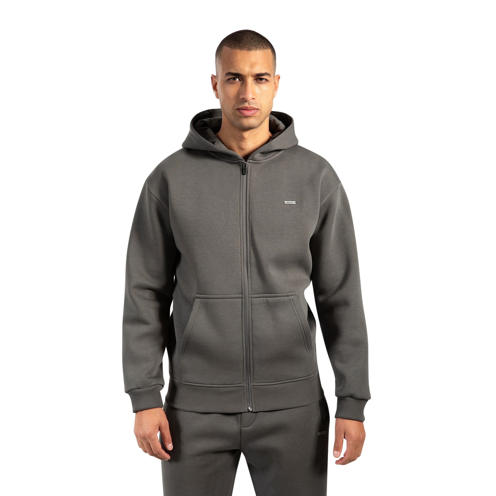 Smilodox Kapuzenstrickjacke Ilyas, Oversize Zip Hoodie, Strickjacke mit Log günstig online kaufen