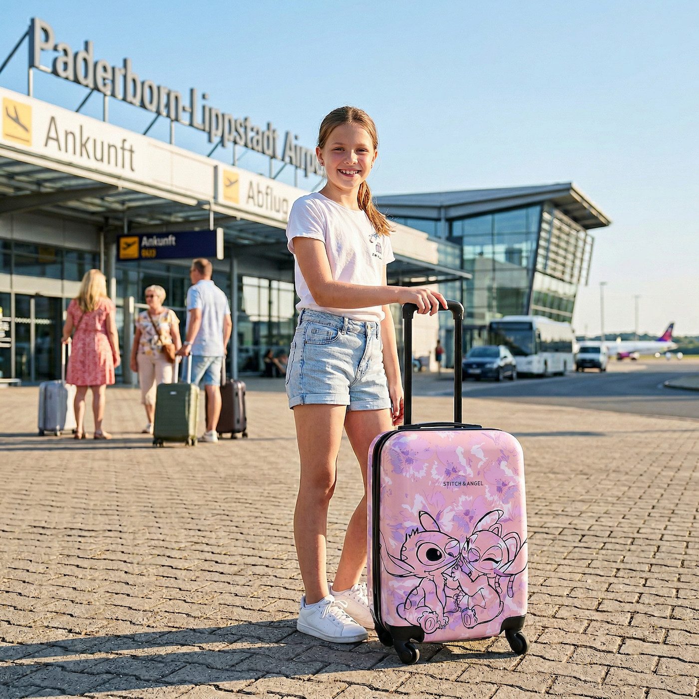 Disney Kinderkoffer Stitch Trolley Koffer 32 L Kindertrolley Trolly Kinder Handgepäck, Qualitätsware, Leicht, ABS-Hartschale, 4 Rollen 360°