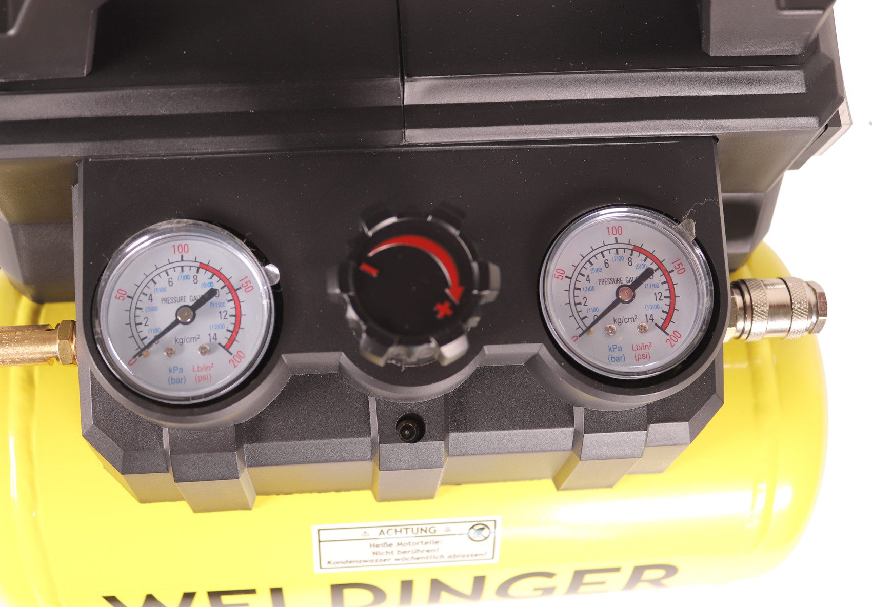 WELDINGER Kompressor Aktionsset Flüsterkompressor FK 135 pocket + 6-teiliges Druckluftset, 1100 W, max. 8 bar