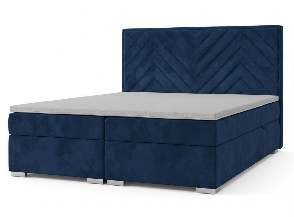 Xlmoebel Polsterbett Blaues Polsterbett mit Kopfteil und Stauraum in modernem Design, Made in Europa