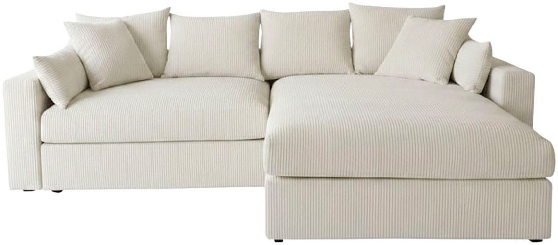OTTO home Ecksofa Cosy Lounge L-Form, Breite 268 cm, Mega-Sofa mit Cordstoff bezogen, mit Federkern & 5 Zierkissen