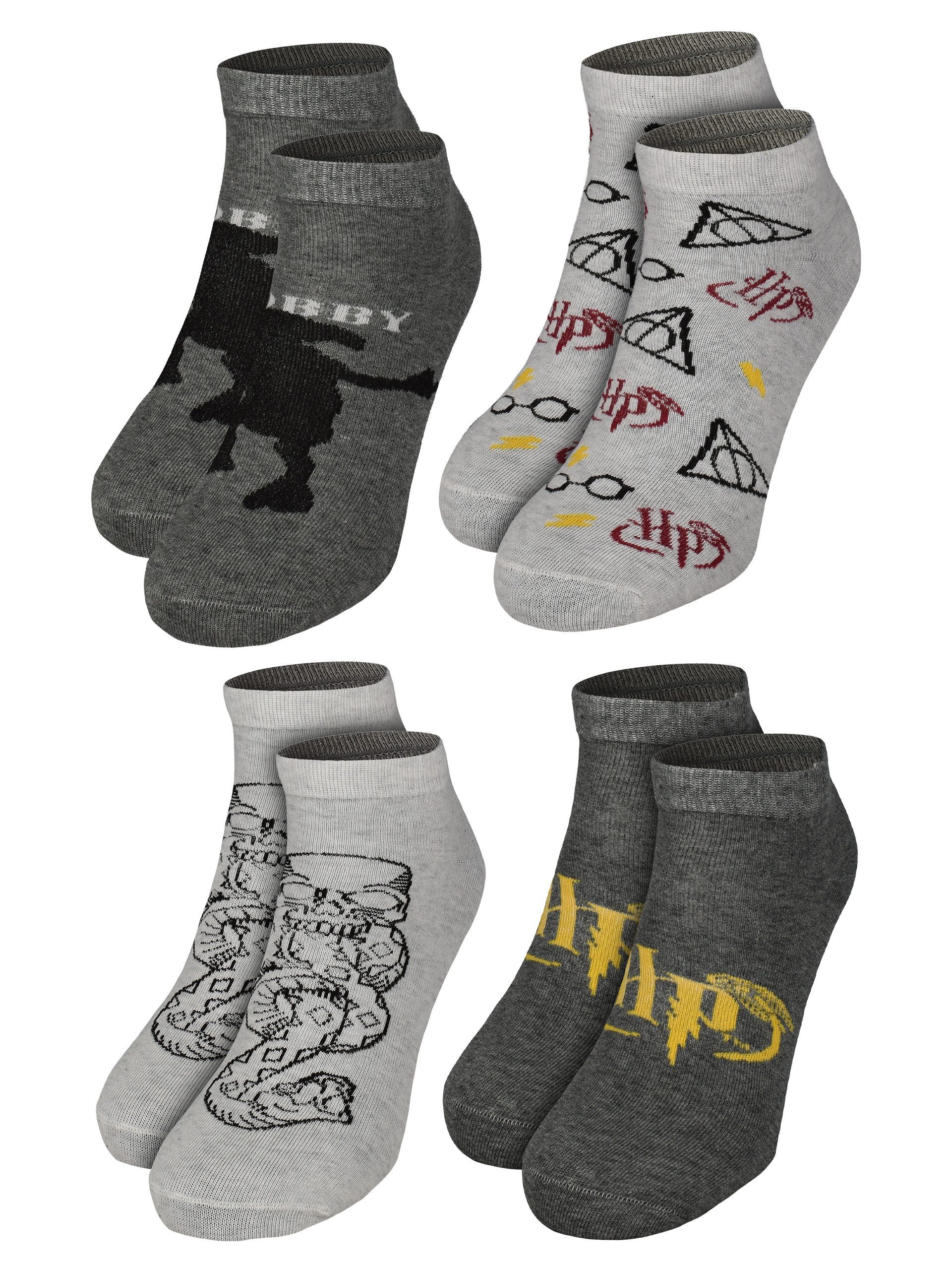United Labels® Socken Harry Potter Hogwarts Socken Sneaker Strümpfe (4er Pack)