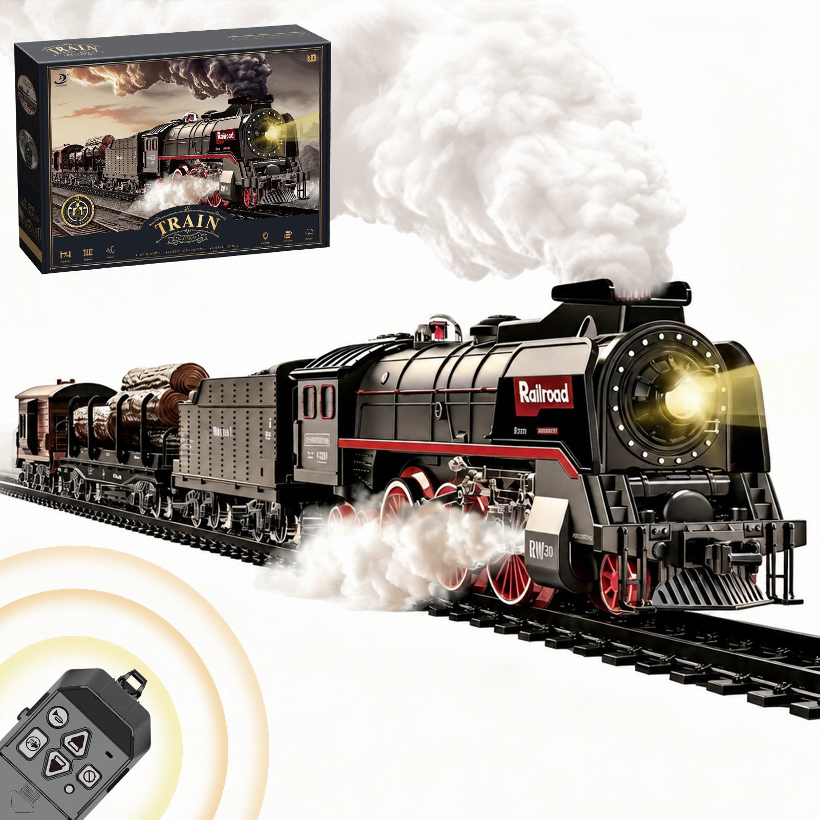 Esun Spielzeug-Zug Elektrische Zug Spielzeug, Eisenbahn Elektrisch mit Fernbedienung, (Set, Komplettset), Geschenk für Frauen Männer Kinder Erwachsene