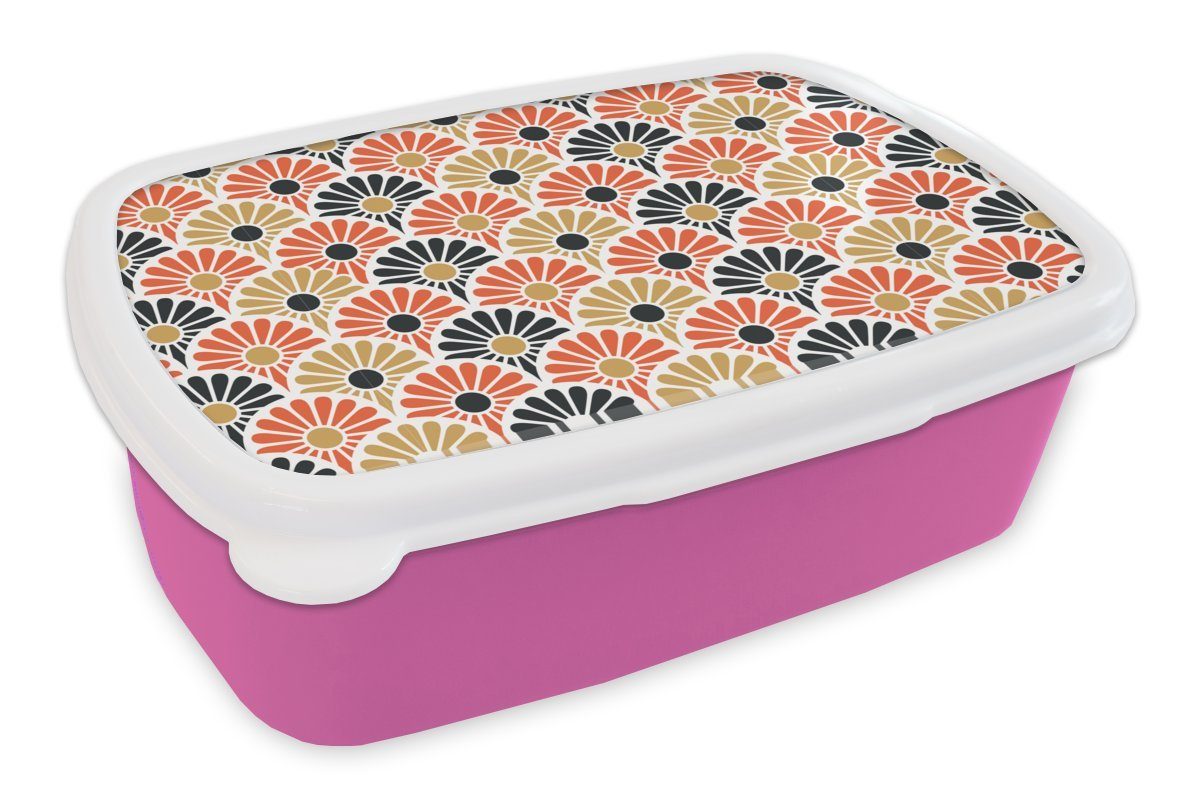 Japan - rosa MuchoWow Snackbox, (2-tlg), Blumen Kunststoff - Kunststoff, Mädchen, Muster, für Kinder, Brotdose Lunchbox Erwachsene, Brotbox