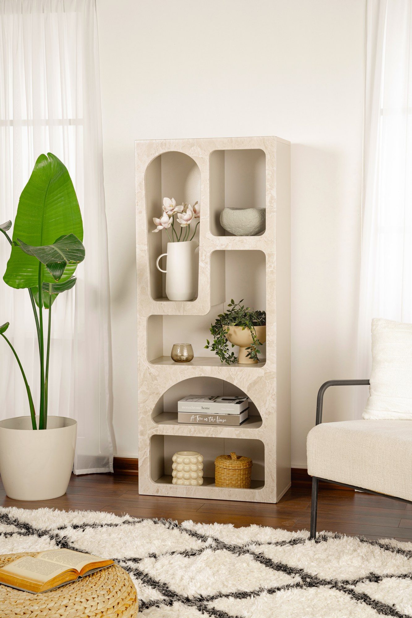 Skye Decor Bücherregal Boho Design, kompakte Bauweise, offene Fächer mit Stauraum