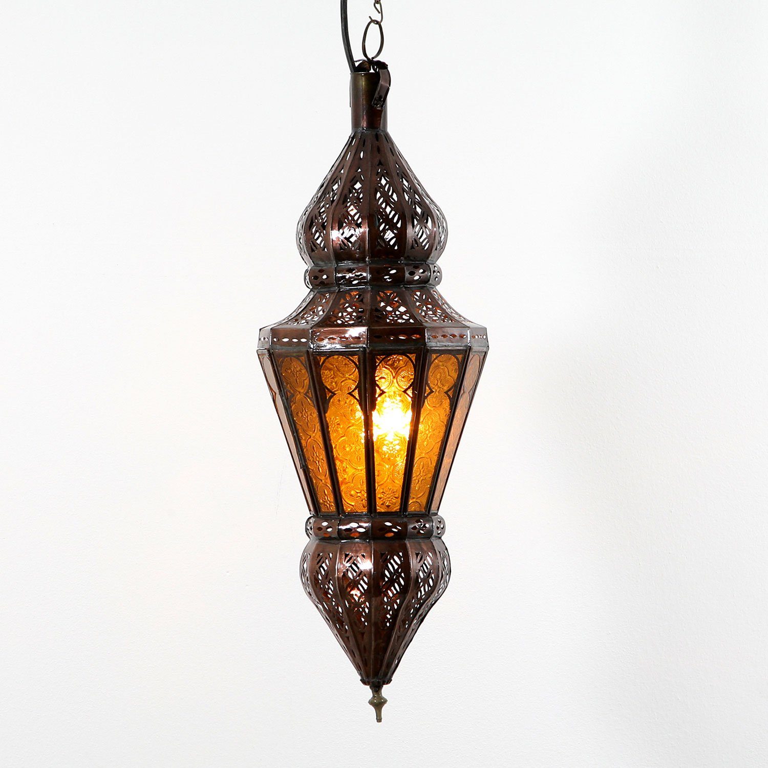 Casa Moro Deckenleuchte Marokkanische Deckenlampe & ohne Nura Gelb Marokko, Metall Kunsthandwerk aus Leuchtmittel, Reliefglas, aus L1216