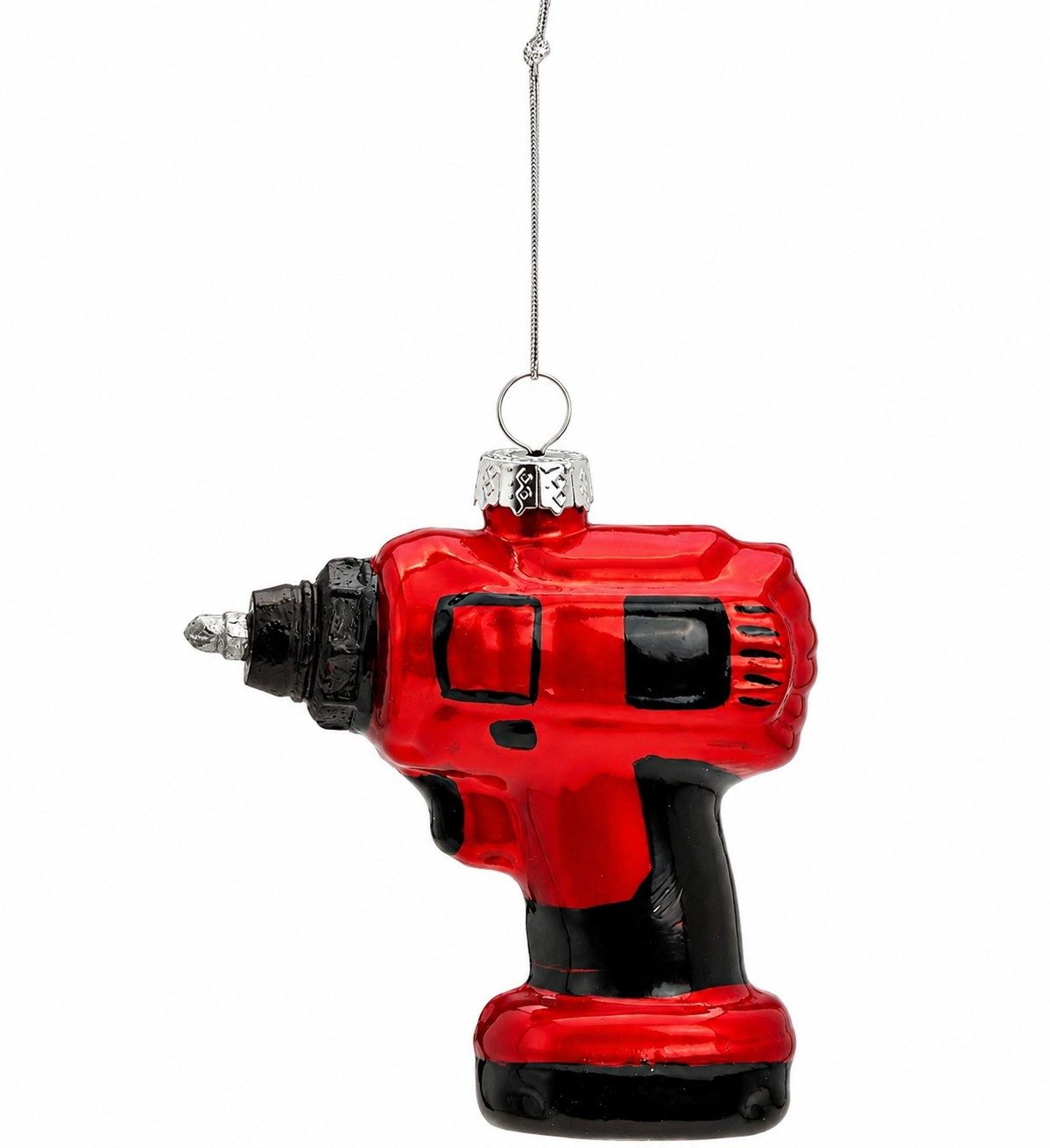 Wurm Christbaumschmuck Christbaumschmuck Bohrmaschine aus Glas Rot 9 cm Weihnachtsdeko, handbemalt