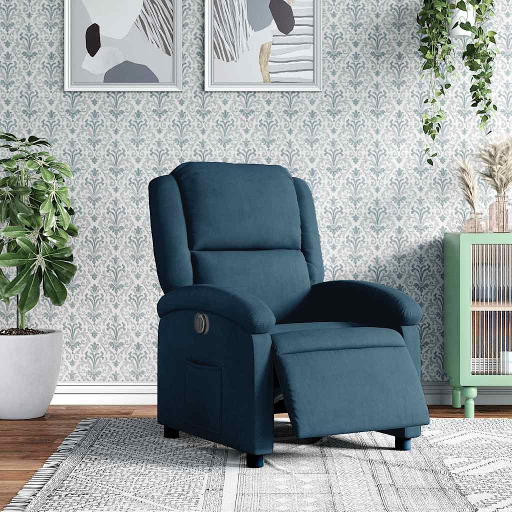 vidaXL Sessel Relaxsessel Elektrisch Blau Samt (1-St)