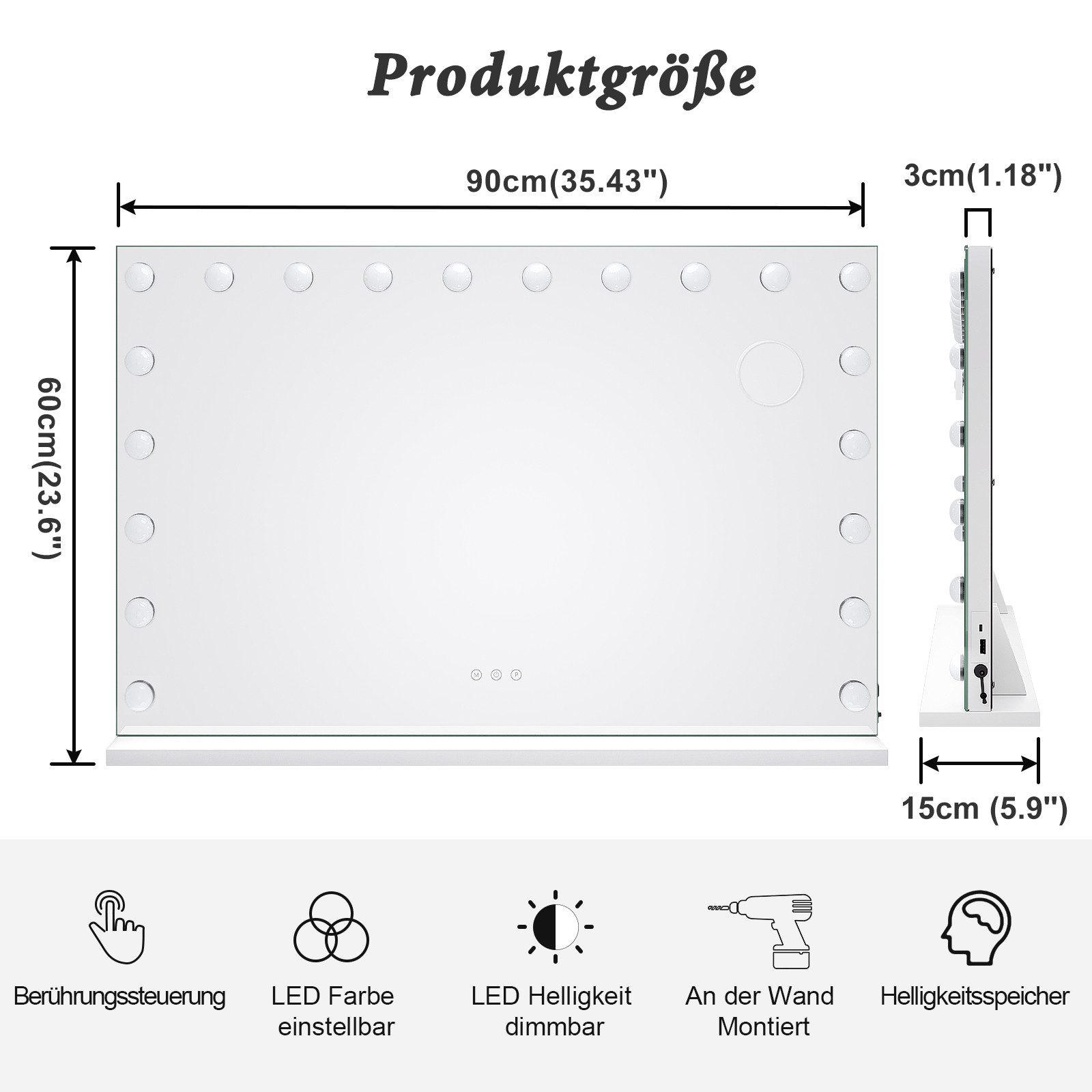 Dripex Schminkspiegel Hollywood Kosmetikspiegel 14/15/18/20LED, 3 günstig online kaufen