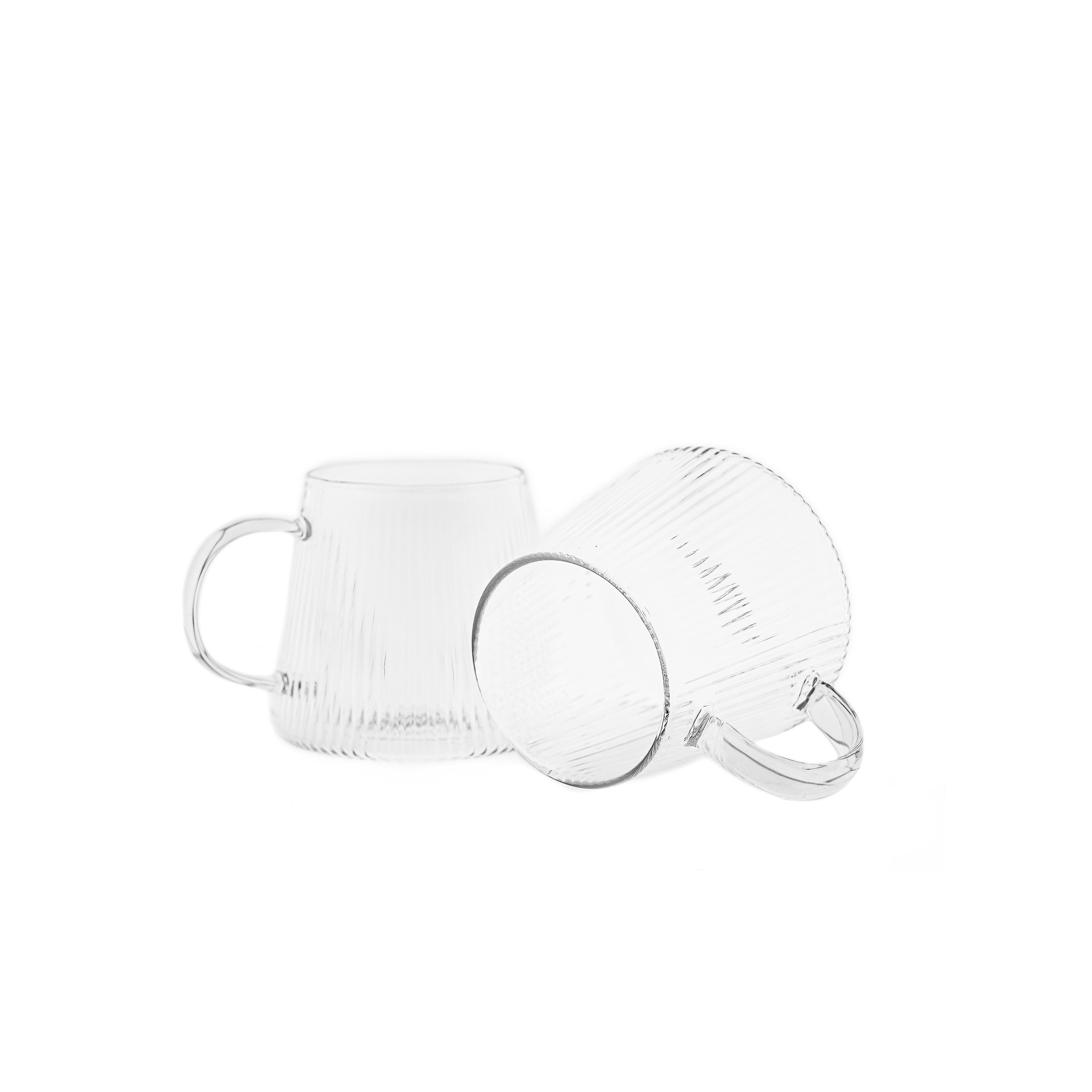 Mulex Gläser-Set, 2-tlg., Borosilikatglas, mit Henkel, 280 ml mit Rillenstruktur