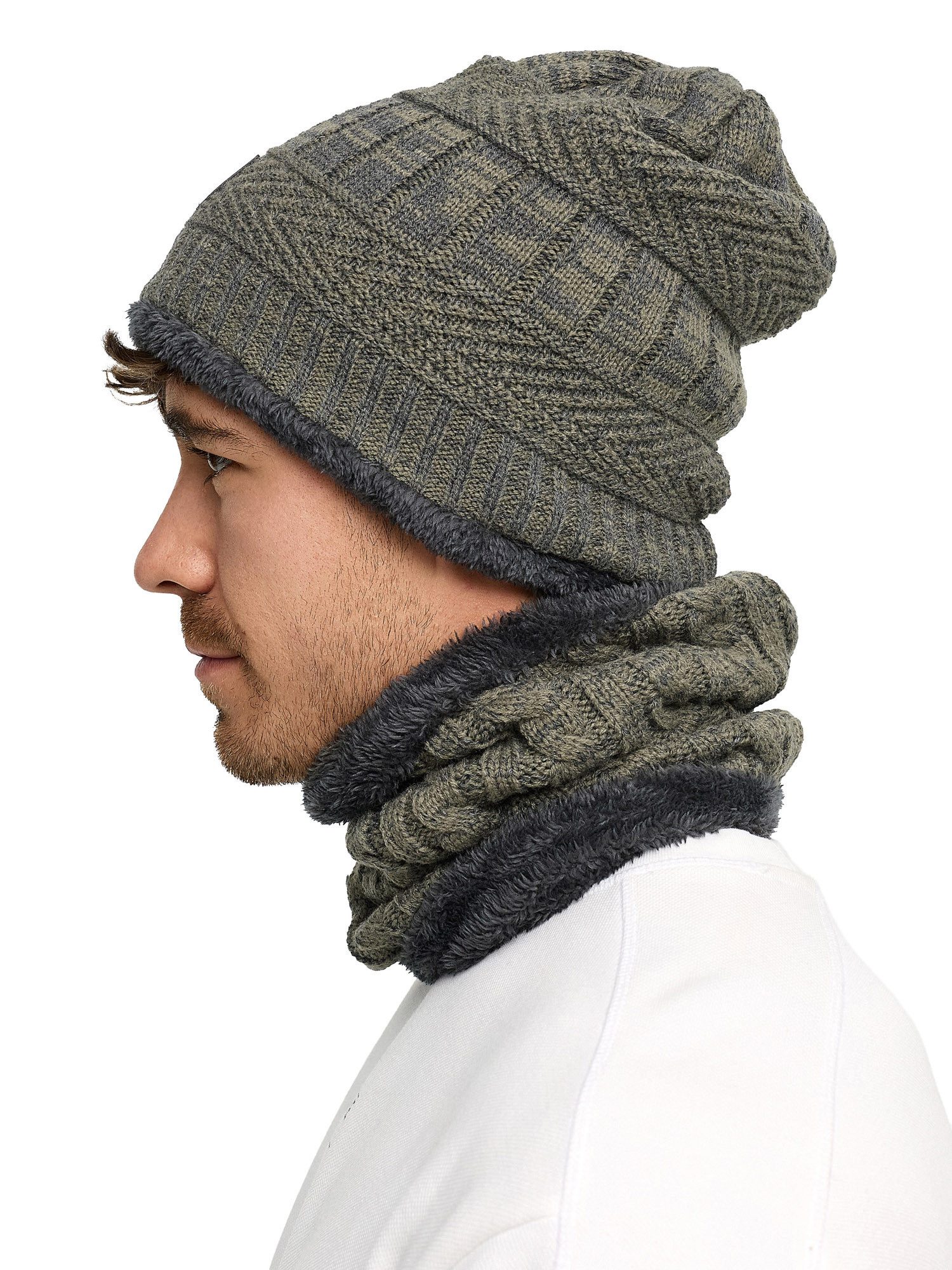 Indicode Strickmütze Herren Siracusa Strickmütze Herrenmütze Set (2-St) Set aus Mütze & Schal
