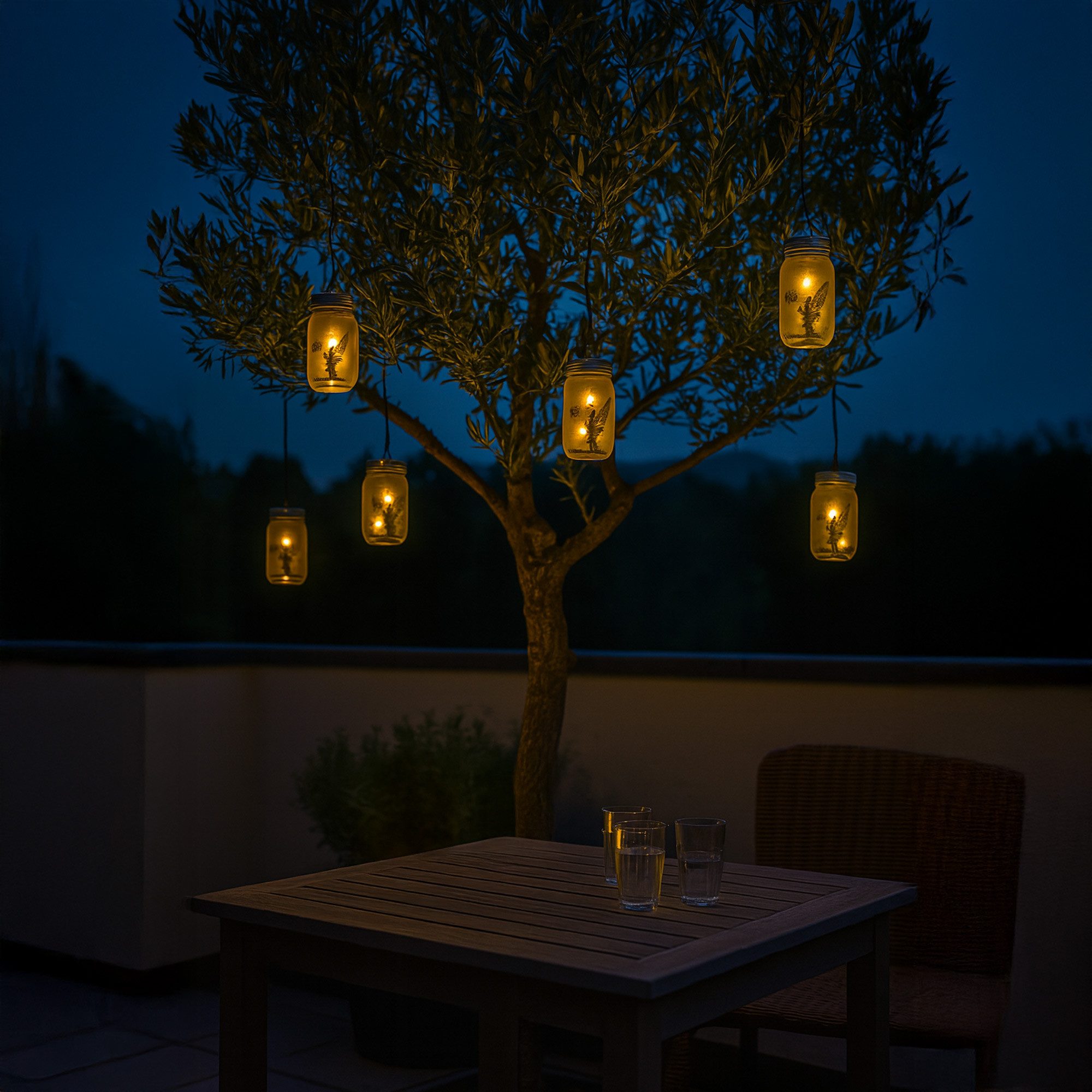 UNUS GARDEN LED Solarleuchte Feenglas Schmetterlingsfee, Solarglas Schmetterlingsfee Windlicht Laterne Feenlicht warmweiß – Bild 4 von 5
