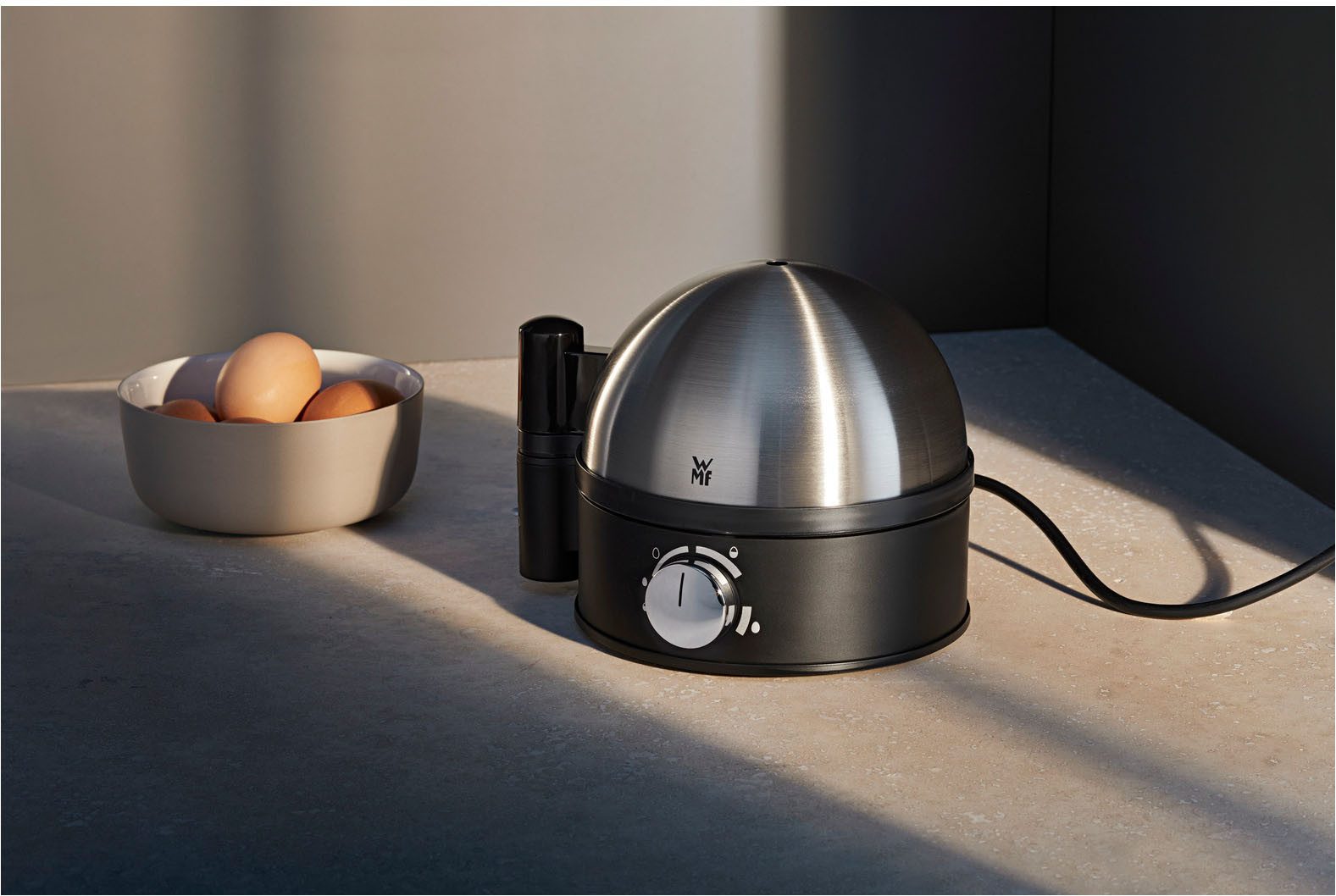 WMF Eierkocher Stelio, inkl. Messbecher mit Eipick, ohne Abmessen der Wassermenge, Anzahl Eier: 7 St., 380 W, Signalton bei verschiedenen gewünschten Härtegraden in einem Vorgang