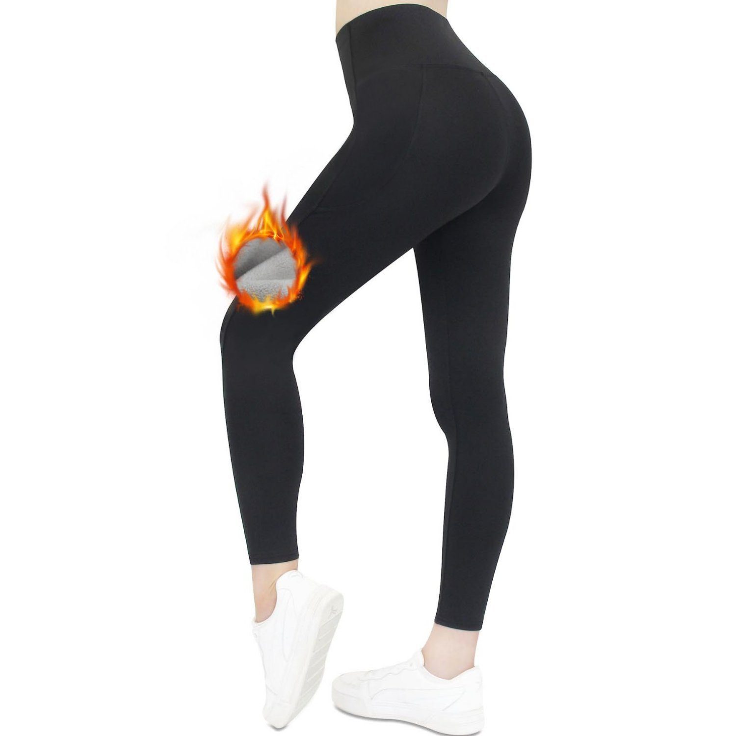 Frentree Thermoleggings Damen mit Fleece Gefütterte Thermo Leggings für Winter High Waist Strumpfhose Kuschelig Warm Elastisch Sport