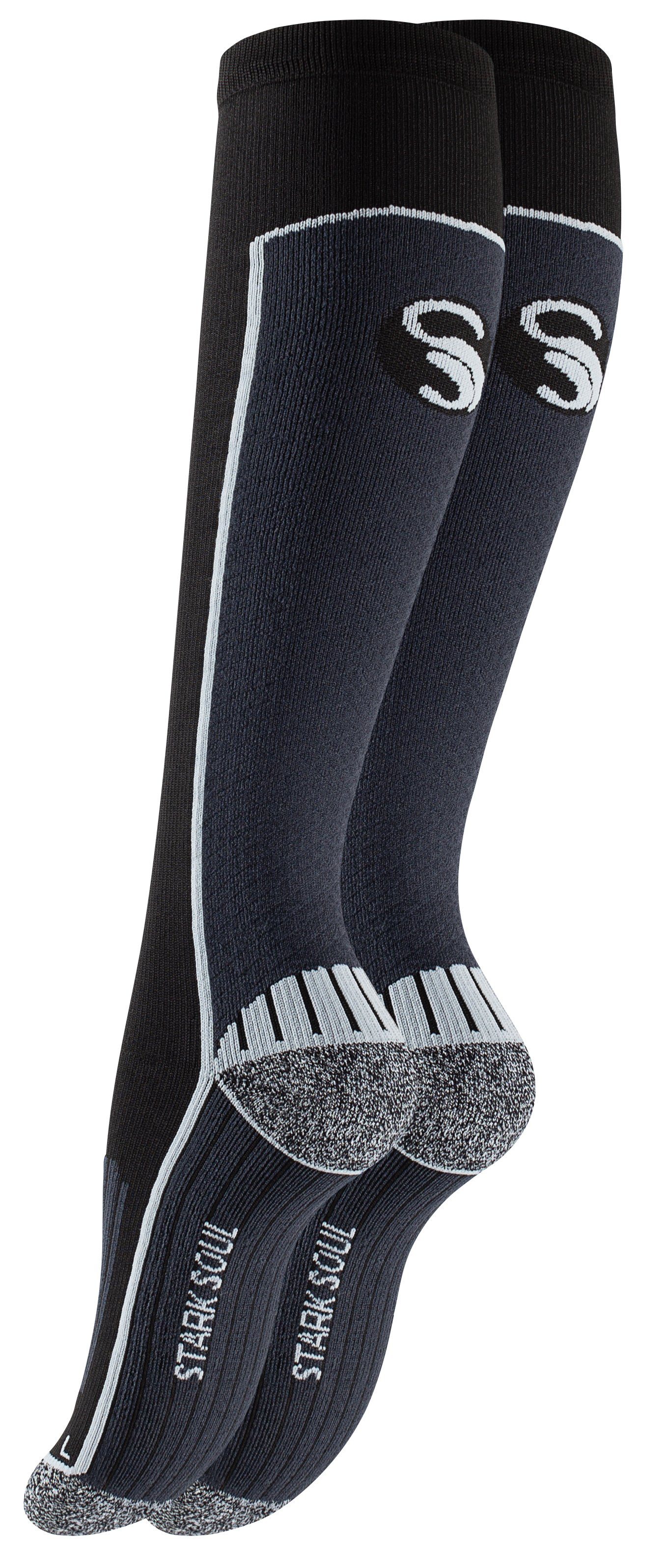 Stark Soul® Kompressionsstrümpfe Damen Sportsocken - Kompressionssocken, Sport-Kompressionskniestrümpfe Ergonomisch formgenäht -Rechts-Links- (gekennzeichnet) Schwarz-Grau