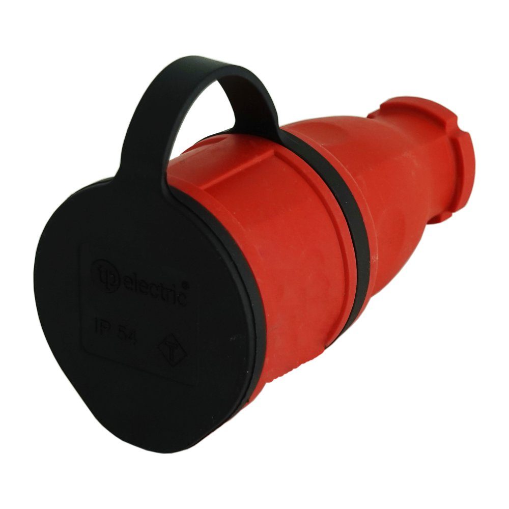 rot Steckdose 16A 2P+E Electric Schutzkontakt-Gummikupplung TP IP54, Kupplung Steckdose spritzwassergeschützt 230V