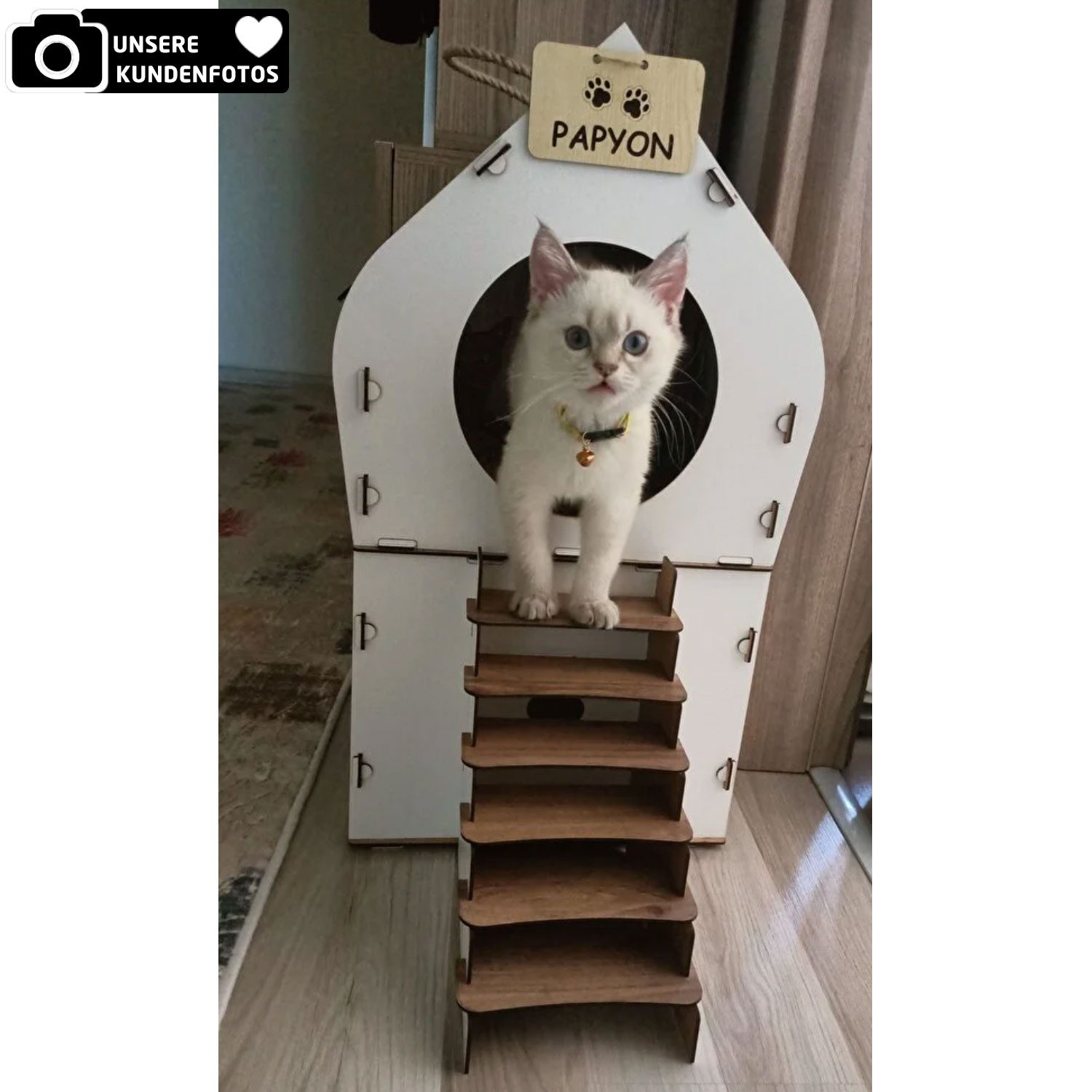 Jungengel Katzenliege XL Katzenhaus Katzenhäuschen Katzenhütte Stecksystem Katzenbett, 2-Stöckig, Einfache Montage, Bietet genügend Platz für eine Katze