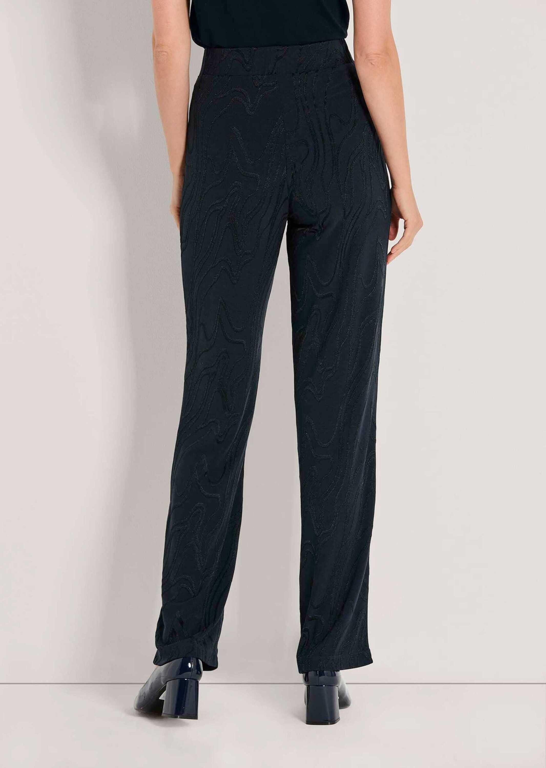 MADELEINE Jerseyhose Businesshose mit elastischem Bund Stilvolle Jerseyhose mit Animal-Jacquard, weites Bein