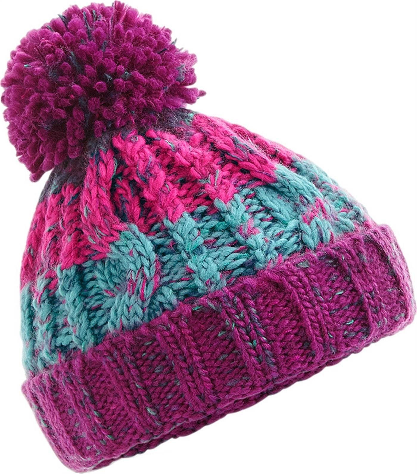 Neverless Bommelmütze Baby Wintermütze Mädchen Strickmütze Grobstrick Bunt Effektgarn Bommelmütze Kleinkind Neverless®