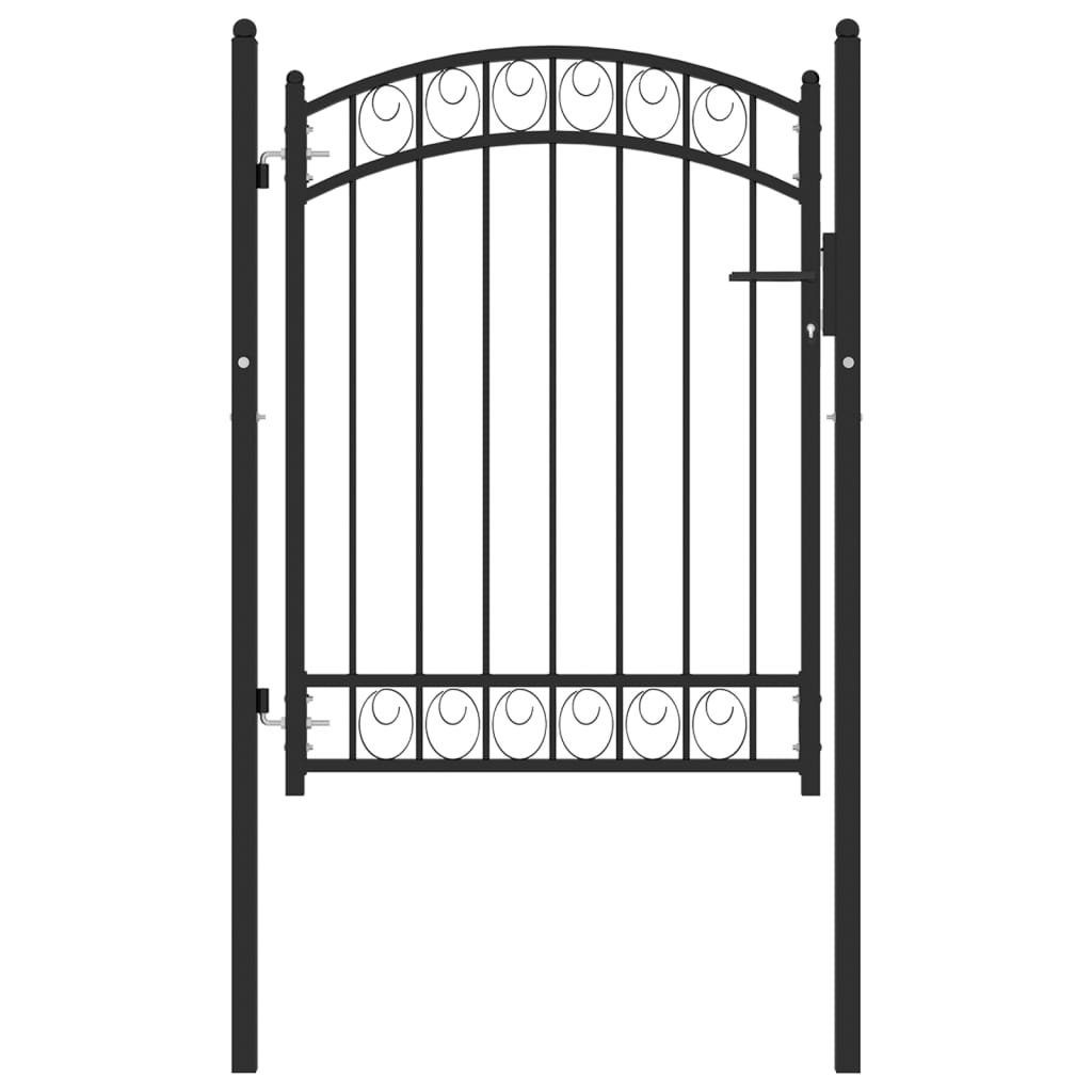 vidaXL Gartentor Zauntor EMMEN mit Bogenabschluss Stahl 100 x 98,5 cm Schwarz