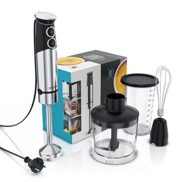 Arendo Stabmixer, 1500 W, Pürierstab Edelstahl Set, stufenlose Geschwindigkeit + Turbotaste