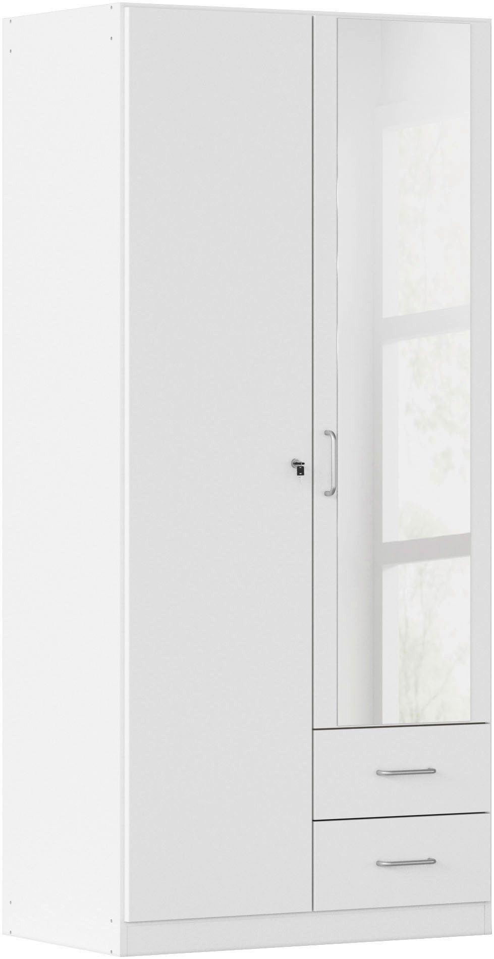 rauch Kleiderschrank Schrank Garderobe Garderobenschrank Putzschrank Wäscheschrank BERGHEIM (Breiten 91/136/181 cm, Höhe 197 cm) 2 Außenschubladen, Tür/en abschließbar je 2 Schlüssel MADE IN GERMANY