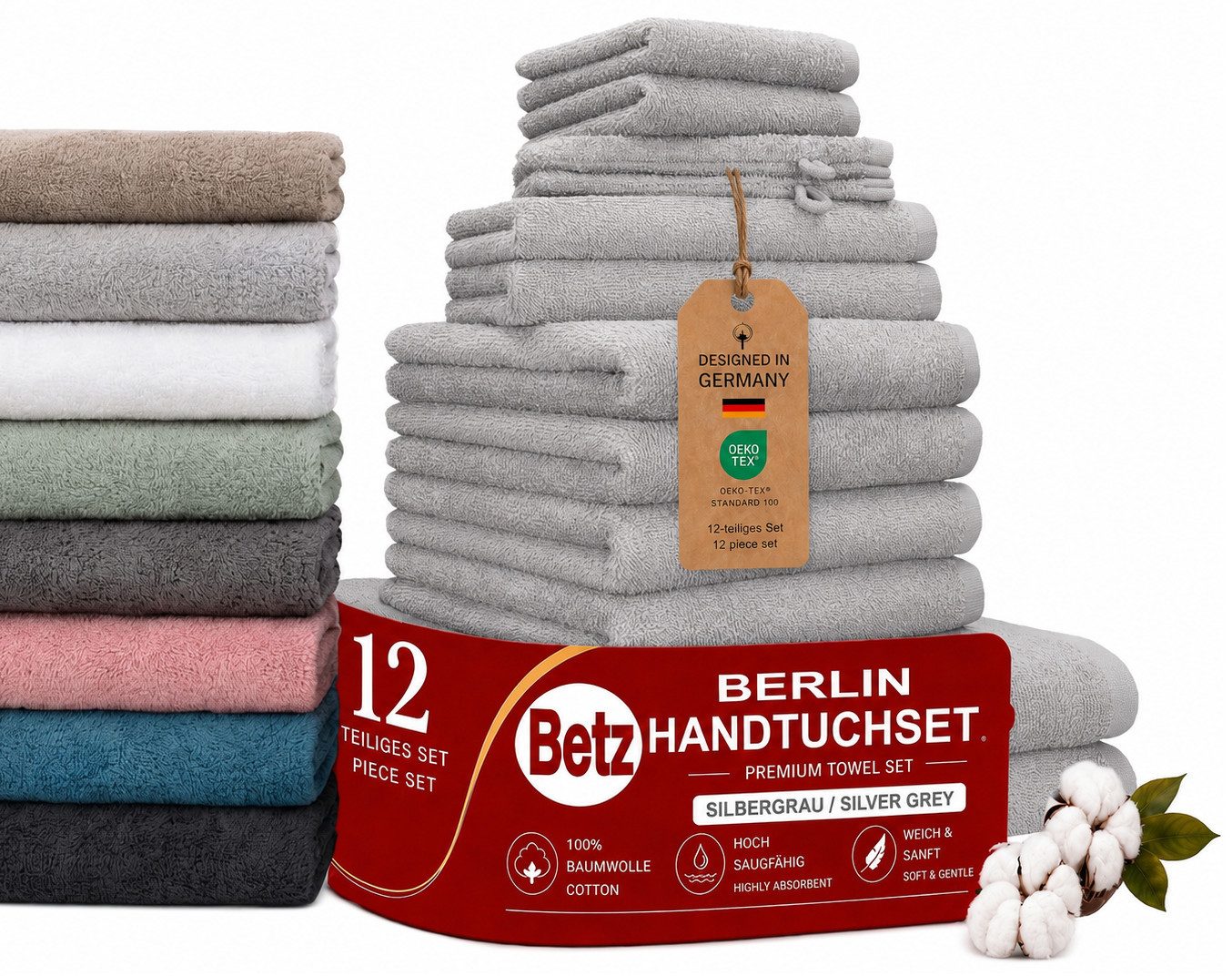 Betz Handtuch Set Betz 12 tlg. Handtuch Set Berlin, 100% Baumwolle (12 Teile, 12-St)