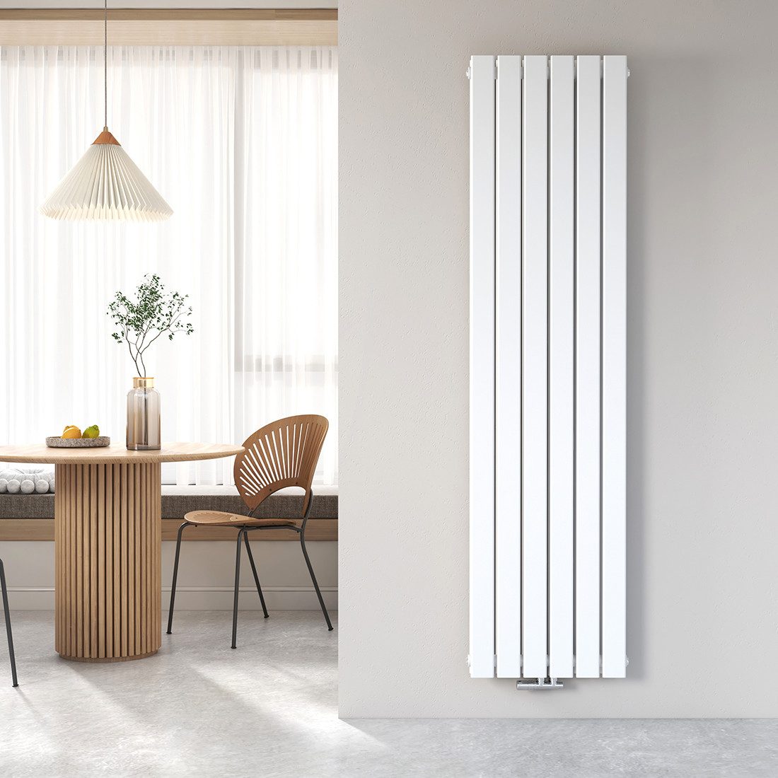 MEYKOERS Heizkörper Heizkörper vertikal, doppellagig, Flachheizkörper, Warmwasser, Weiß, 46 × 180 cm, 1670 W, Orientierungswert für Räume bis ca. 15 m²