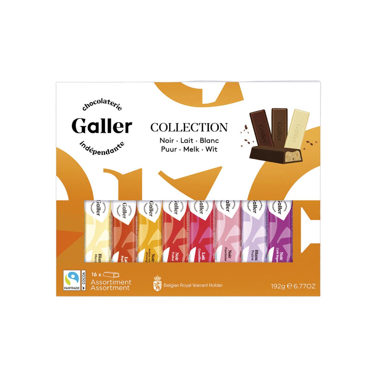 Galler Schokolade Geschenkbox mit Schokoladenriegeln Galler Mini Batons Collection, 16 S