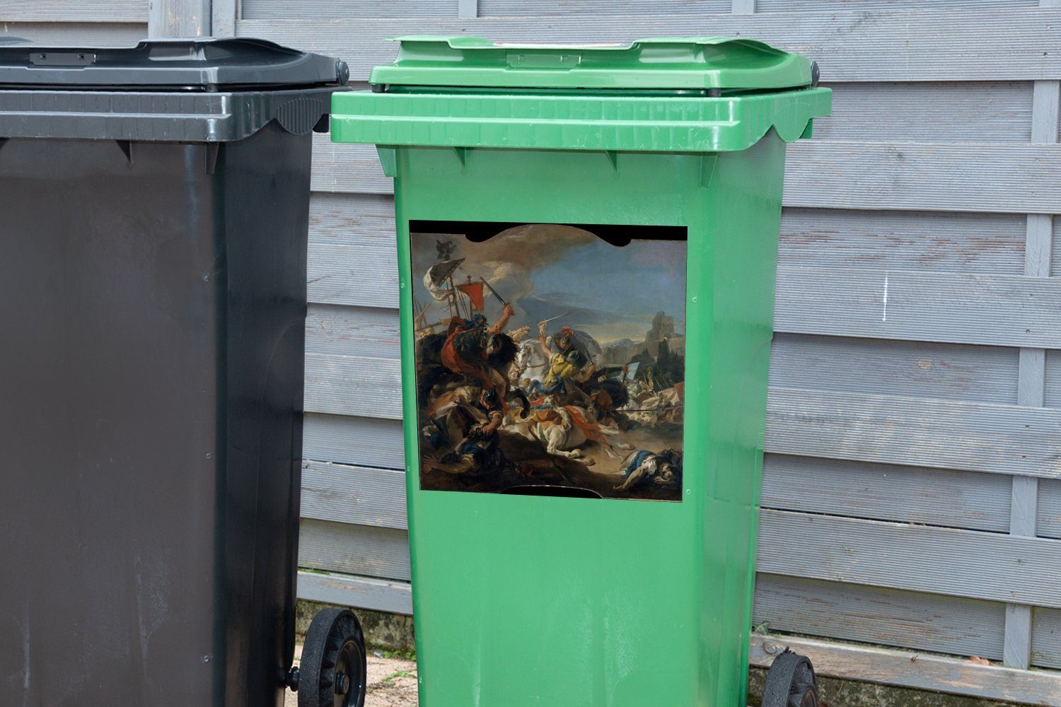 (1 Sticker, Mülleimer-aufkleber, von Gemälde Die MuchoWow St), - Giovanni Abfalbehälter Mülltonne, Vercellae von Schlacht Tiepolo Battista Wandsticker Container,