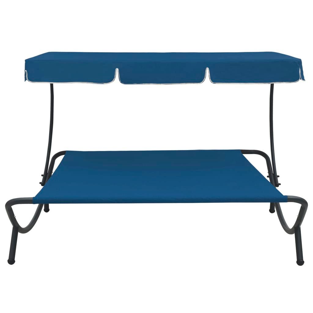 Garten-sonnenliege Mit Sonnendach Blau günstig online kaufen