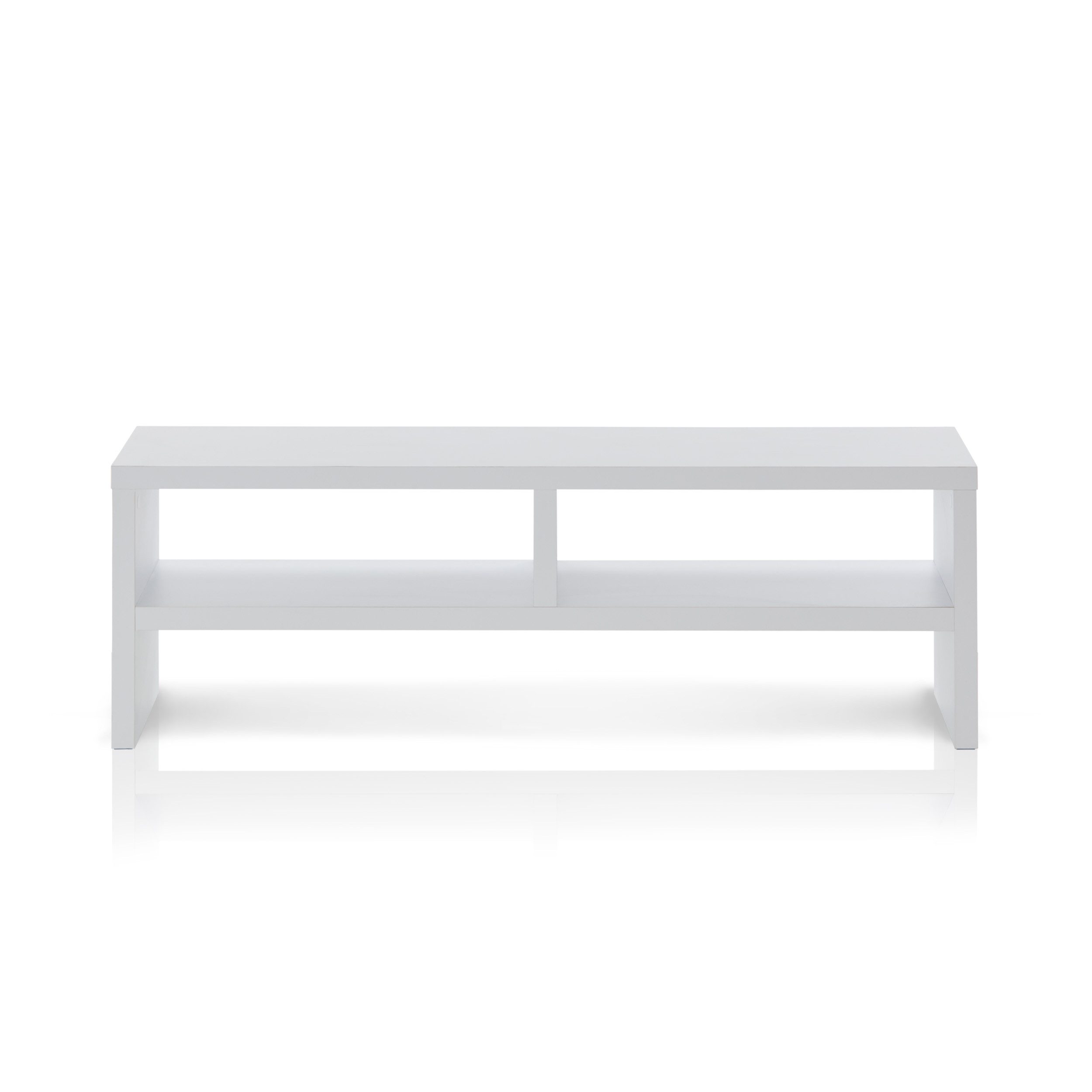 KHG TV-Board TV-Schrank Weiß mit 2 offenen Fächern 140x45x35 cm (Kompaktes Lowboard mit viel Stauraum, stabile Konstruktion, 1 St., Kabelmanagement durch offene Fächer, vielseitig einsetzbar), offene Fächer