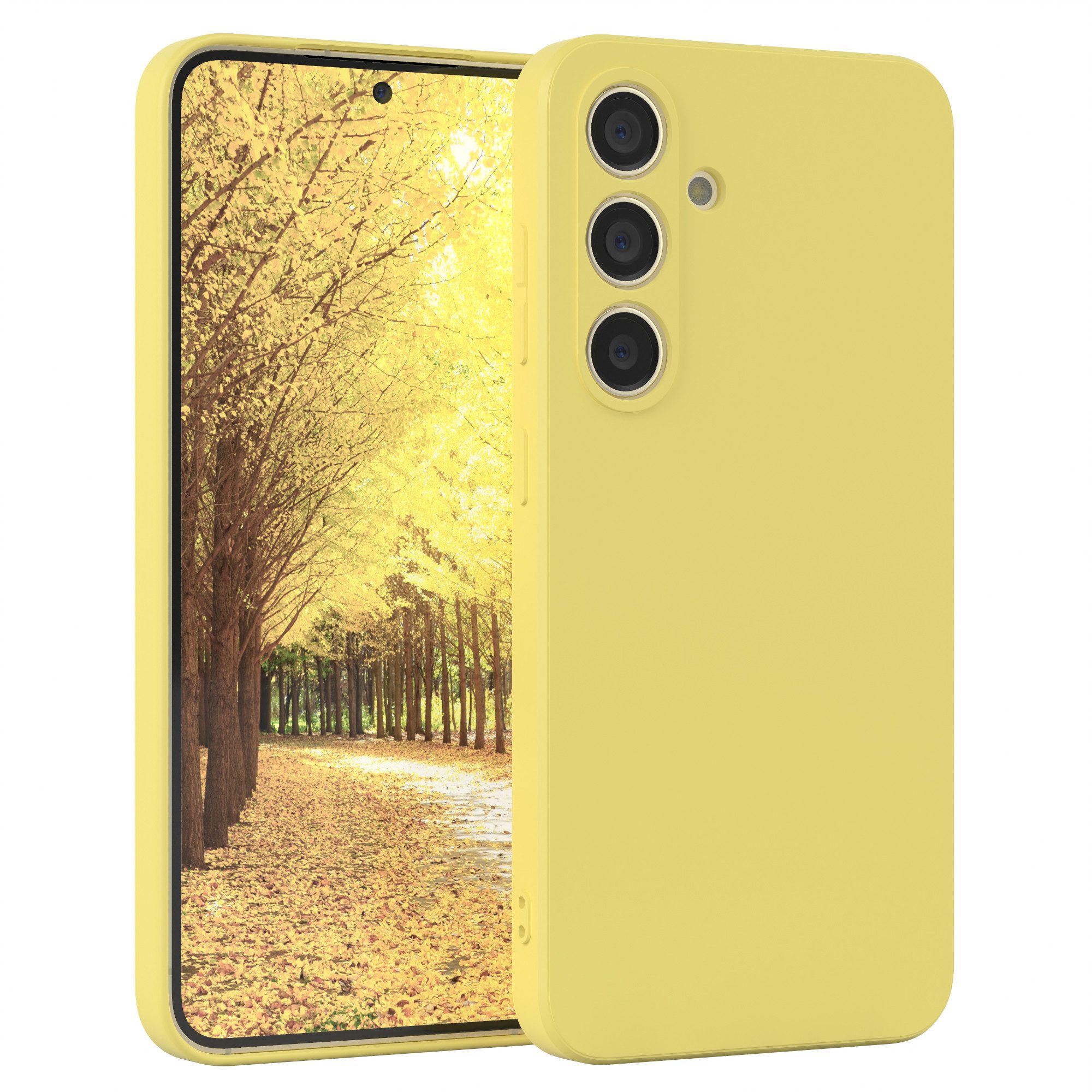 EAZY CASE Handyhülle für Samsung Galaxy S24 Hülle Silikon 6,2 Zoll, Handy Softcase stoßfest Hülle mit Kameraschutz Bumper Tpuhülle Gelb