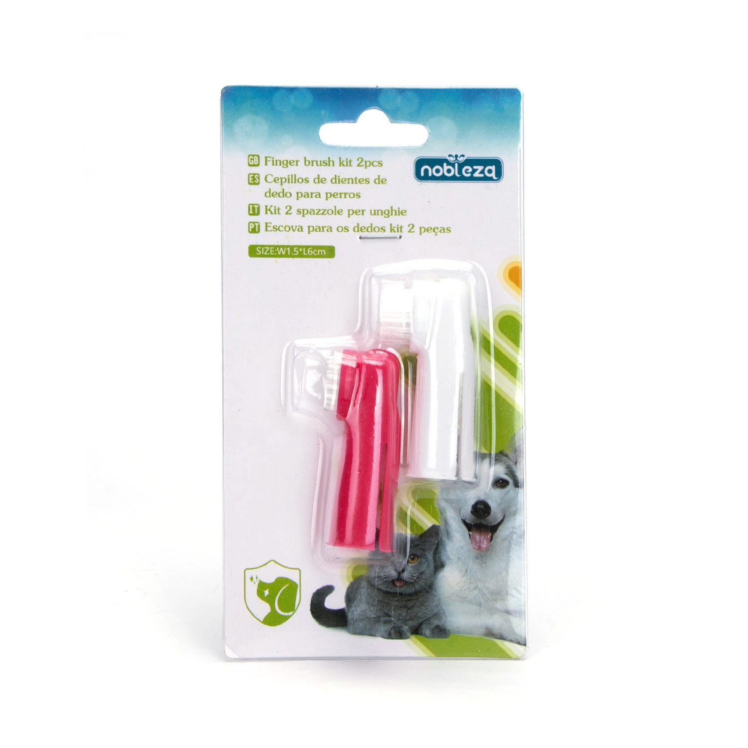 nobleza Tierzahnbürste nobleza - Fingerzahnbürsten-Set für Hunde & Katzen - für Haustiere