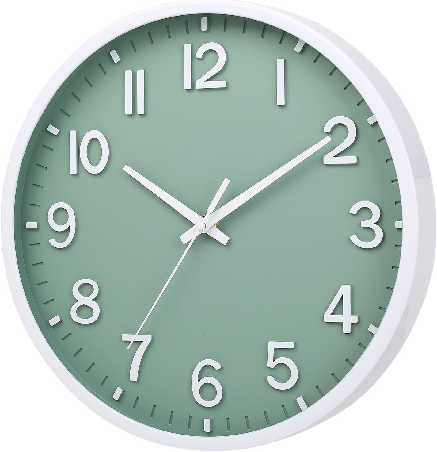 FELIXLEO Funk-Pendelwanduhr 30cm Lautlose Wanduhr Modern Batteriebetrieben Grün Weiß Zuhause.