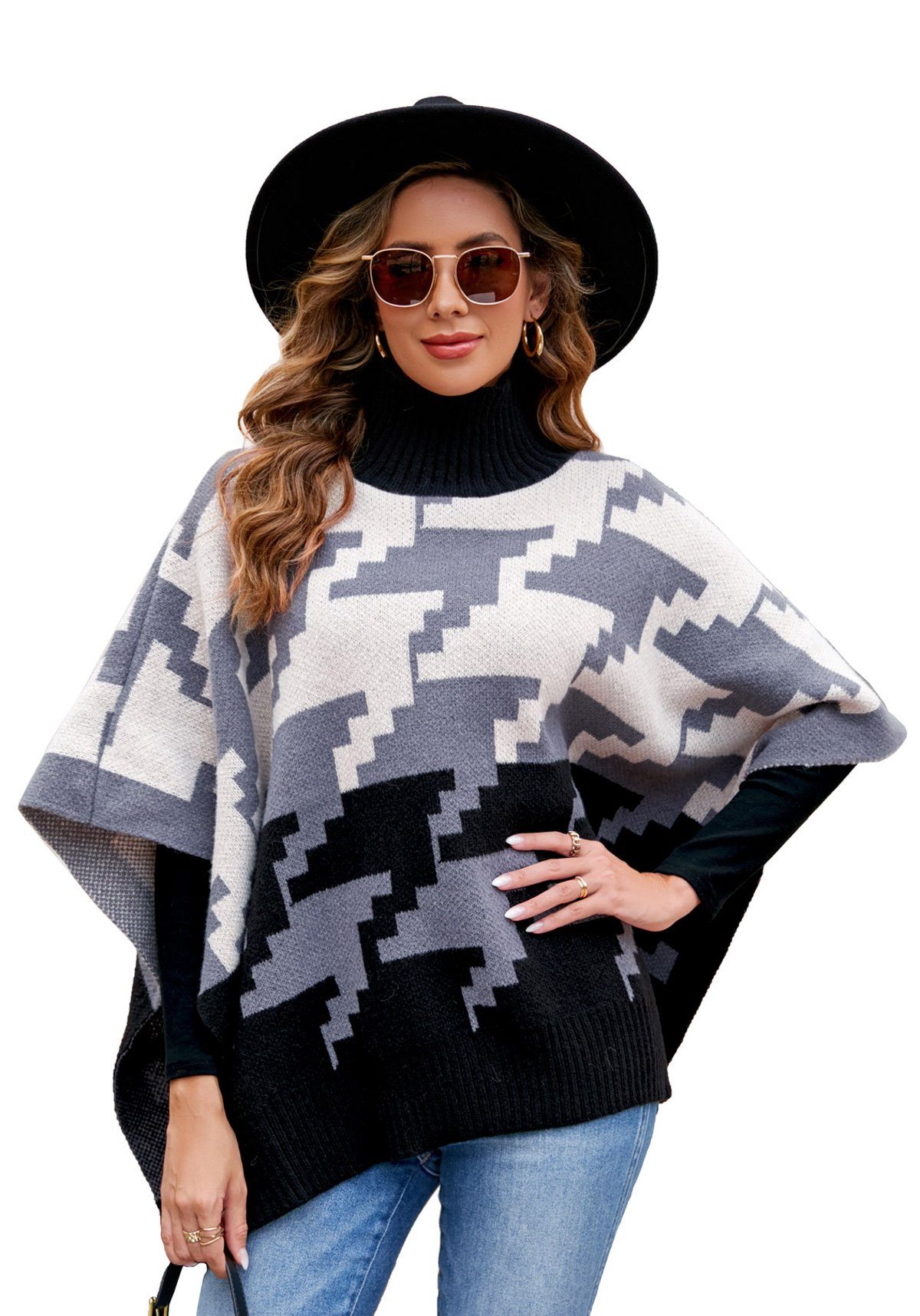 Vivi Idee Strickponcho Damen Strickponcho mit günstig online kaufen