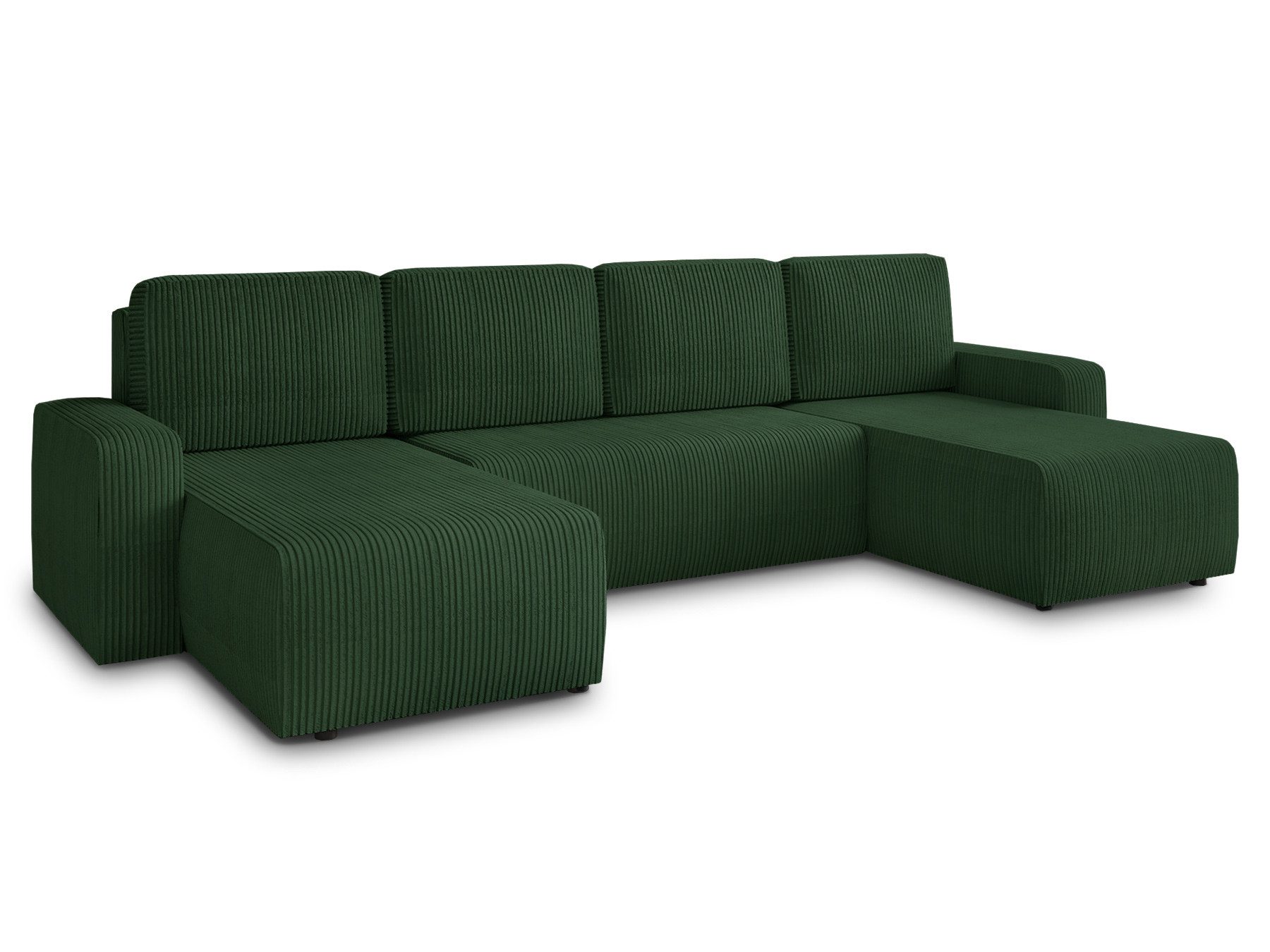 Sofnet Wohnlandschaft Roma U, mit Schlaffunktion und Bettkasten, U-Form Couch, Cord Stoff, Schlafsofa mit Wellenfeder