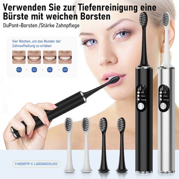 walkbee Elektrische Zahnbürste Schallzahnbürste Elektrische Zahnbürste mit Schalltechnologie, Aufsteckbürsten: 4 St., zahnbürste,Schallzahnbürste für Zahnpflege, Electric toothbrush für Erwachsene 3 Putzmodi