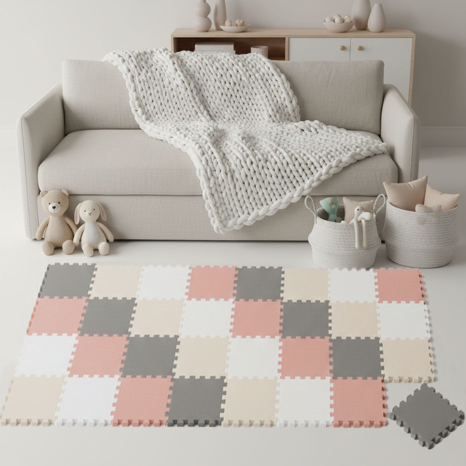 LittleTom Puzzlematte ab dem 1. Tag - 36 Teile Baby Spielmatte - 30 x 30 Kinder Krabbelmatte, (36-tlg), Spielunterlage für Babys und Kleinkinder - Kinderzimmer Puzzleteppich